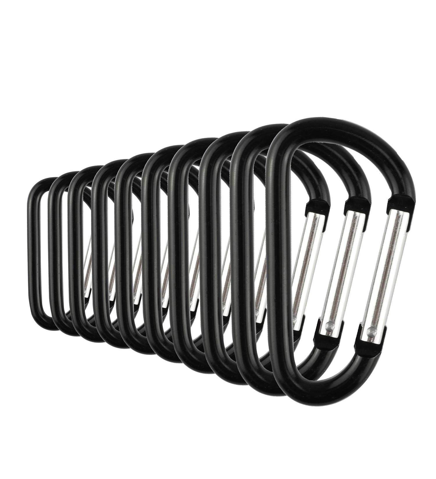 Temlum Aluminum Carabiner Hooks - D Shape Clip with Snapping Lock for Camping Hiking & Travel - 10 Pack (5.8 cm/2.3 in Black) - Buy Online on SooperMarket.com