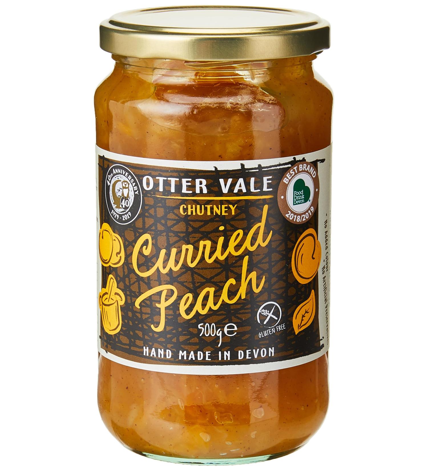 Otter Vale Curried Peach Chutney - Handmade in Devon, Gluten-Free, 500g Glass Jar - Buy Online on SooperMarket.com