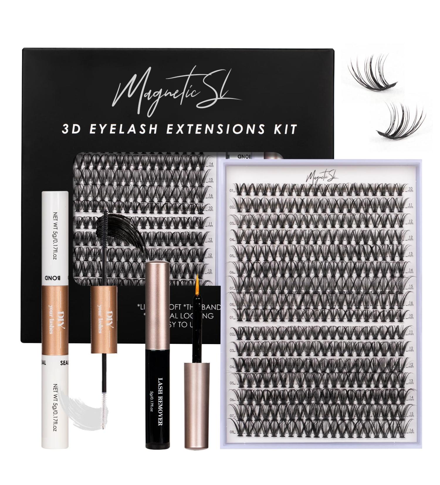 DIY Lash Extension Kit - 320PCS Cluster Lashes with Lash Bond and Seal, Applicator, Remover - C/D Curl Individual Eyelash Extension Kit - 10-16mm - 30D+40D-0.07D-KIT - Buy Online on SooperMarket.com