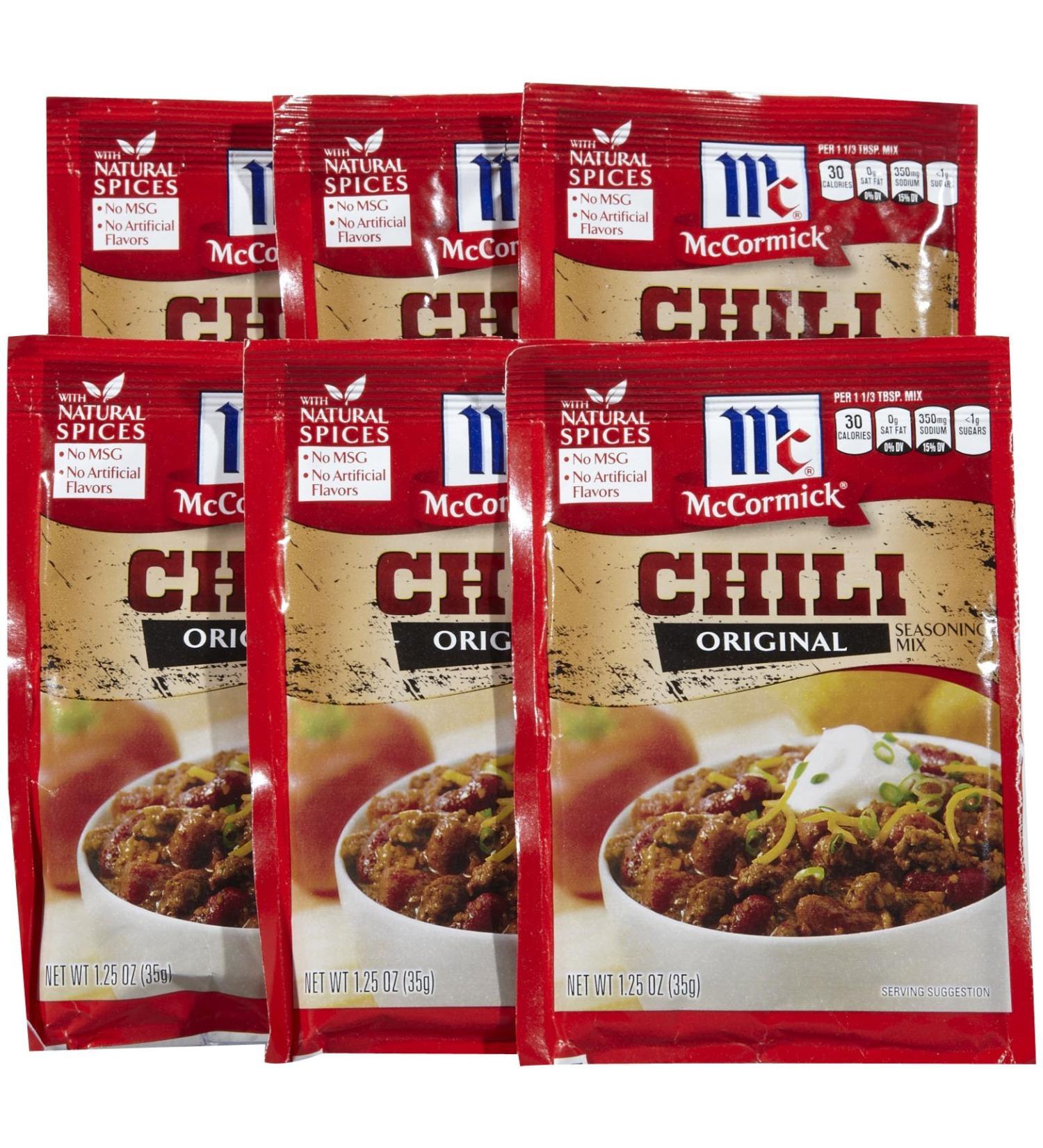 McCormick Chili Seasoning Mix, 1.25 oz, 6 pk