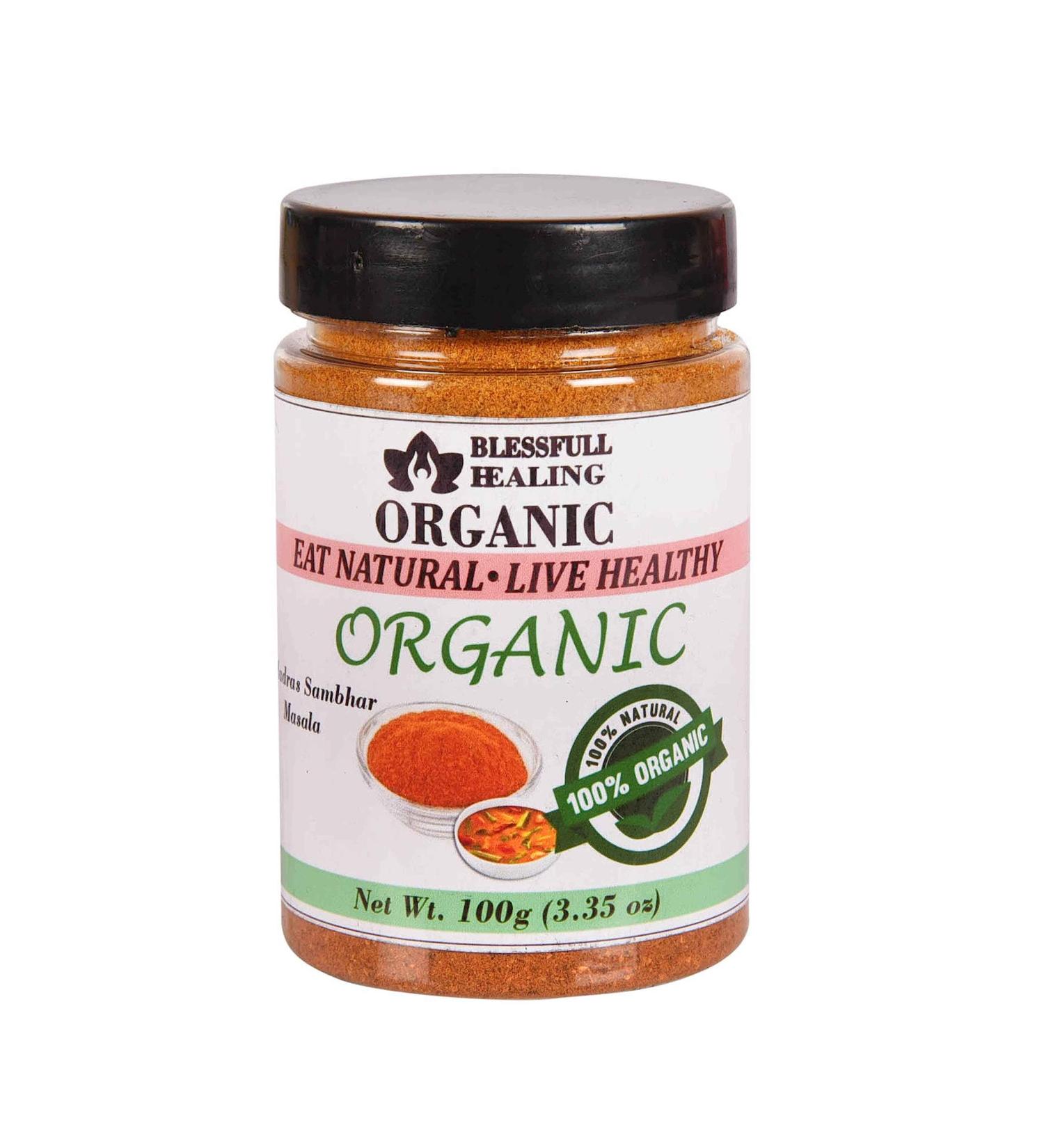 Blessfull Healing Organic Madras Sambhar Masala 100 Gram Airtight Container (Packing May Vary) 100 Gram 3.35 oz - Buy Online on SooperMarket.com