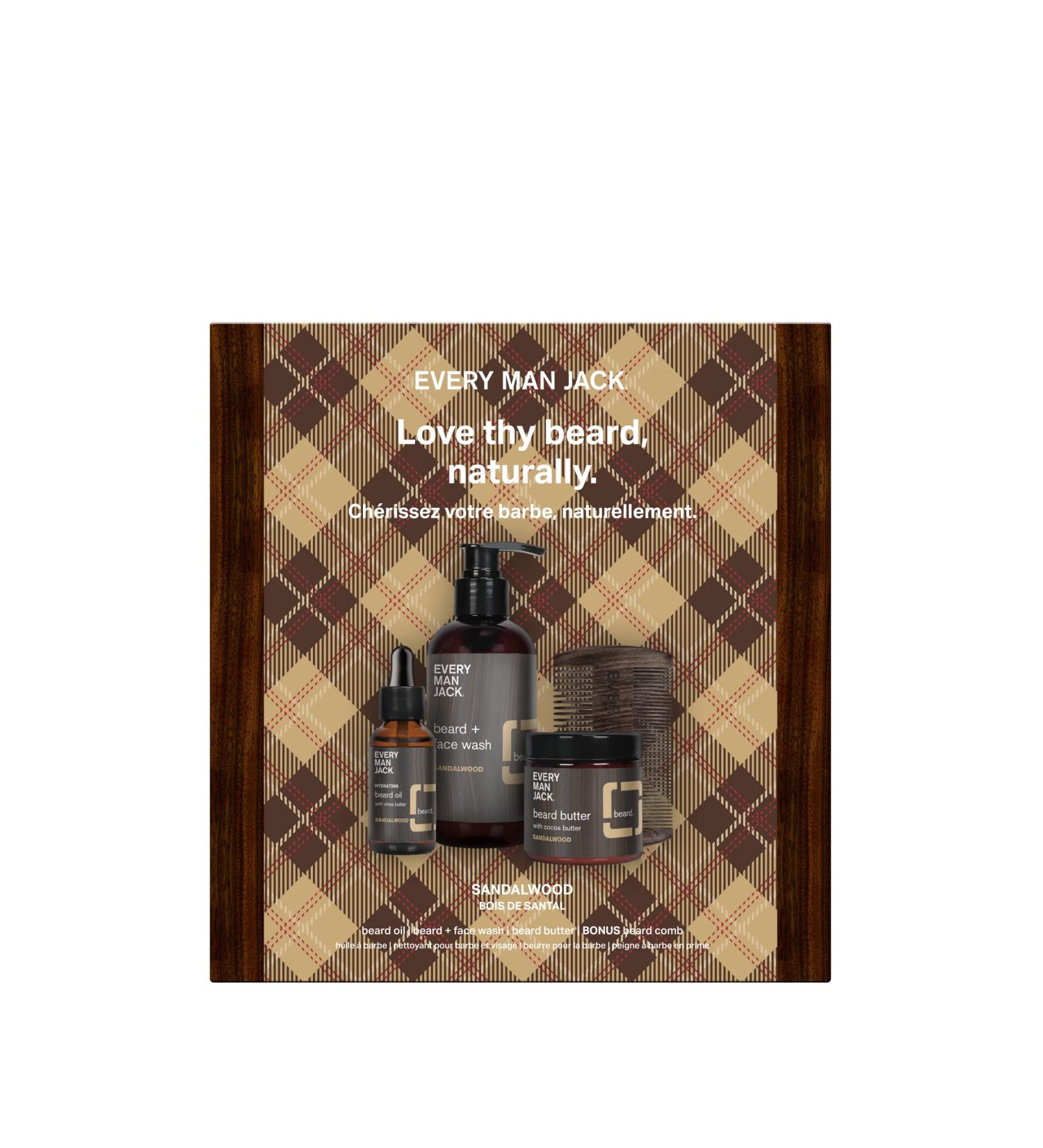 Every Man Jack Sandalwood Beard Kit - Premium Grooming Gift for Men | International Shipping Available - Buy Online on SooperMarket.com