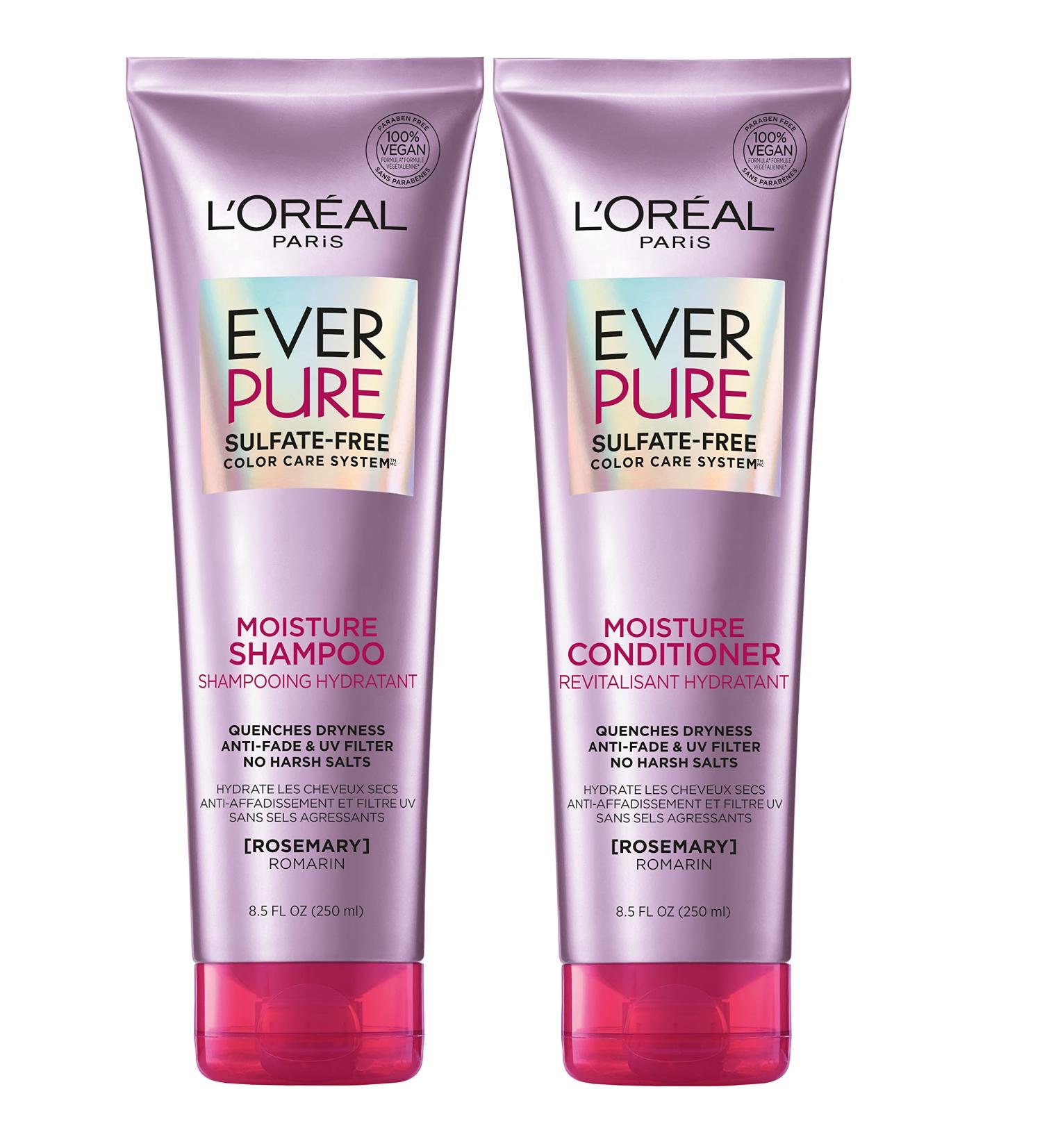 L'Or al Paris EverPure Moisture Sulfate Free Shampoo and Conditioner Set for Color-Treated Hair 8.5oz - 2 Pack - Buy Online on SooperMarket.com