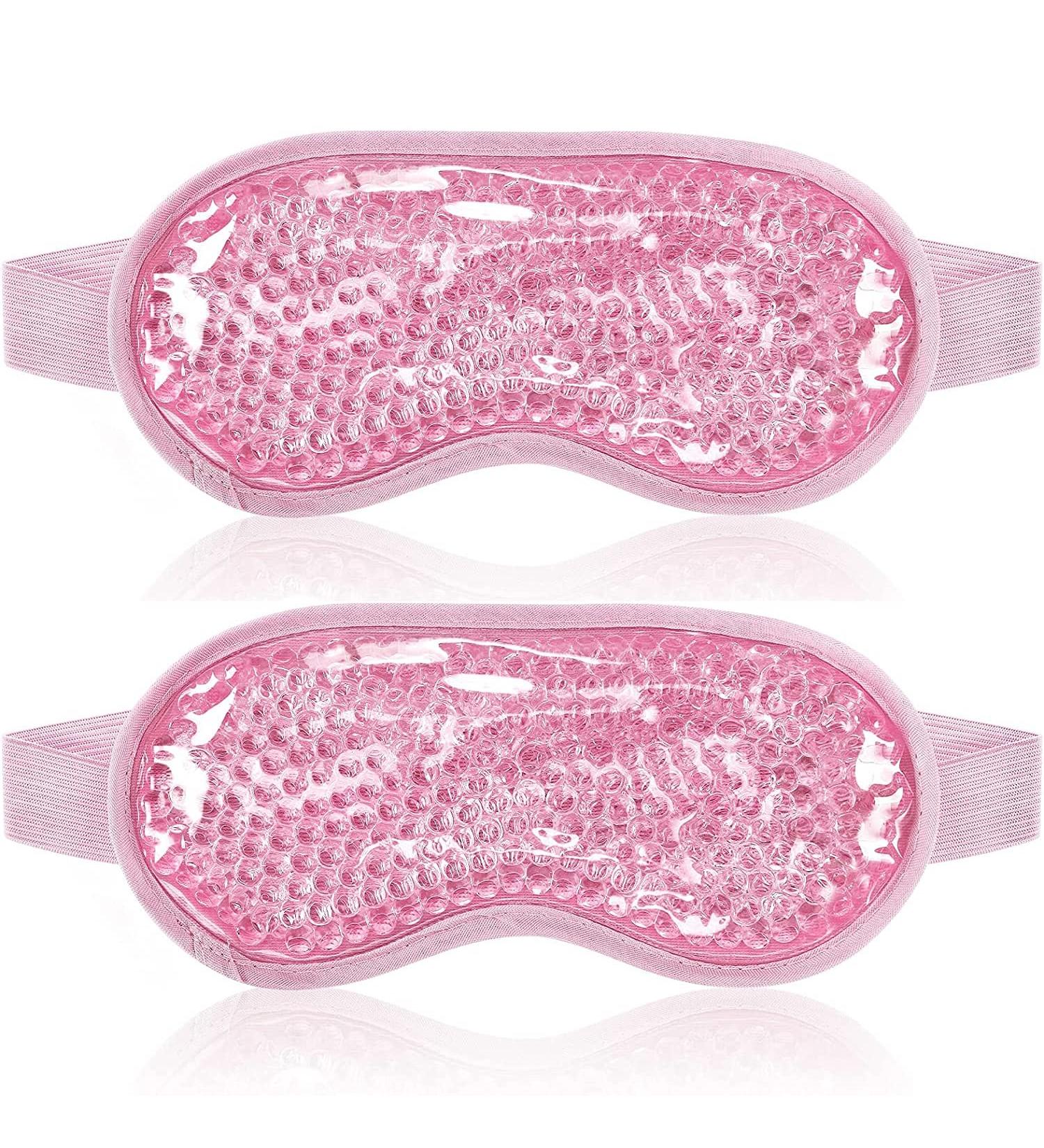 2 Pack Cooling Gel Eye Masks with Plush Backing - Pink | Headache, Puffiness, Migraine, Stress Relief - Buy Online on SooperMarket.com