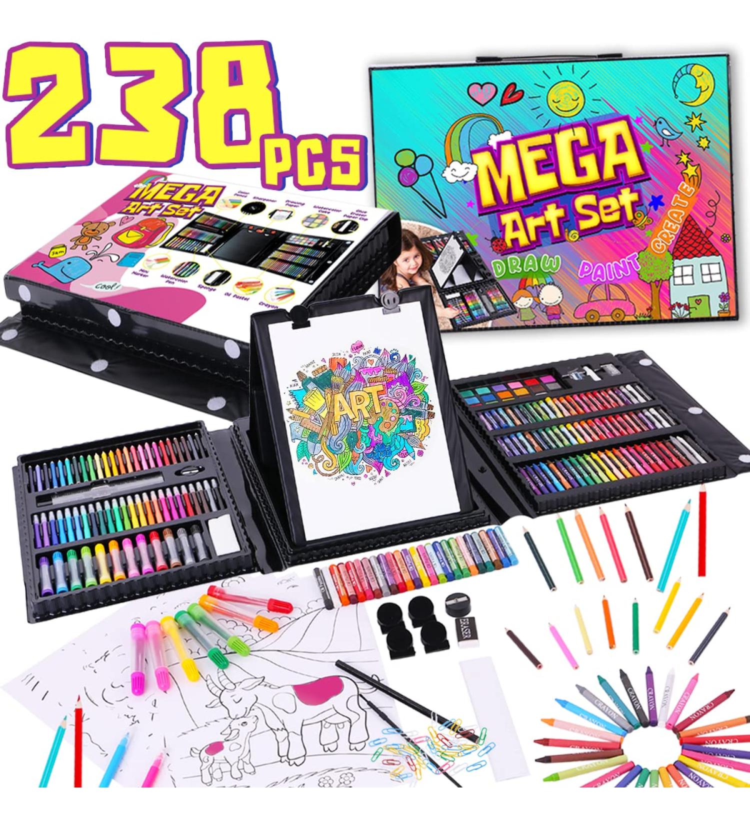 Dinonano 238-Piece Drawing Painting Art Set for Kids | School Supplies Kit with Paint Makers, Sketch Pad, Easel, Crayons, Watercolor Pencils, Markers | Ideal for Boys and Girls Ages 3-12 - Buy Online on SooperMarket.com