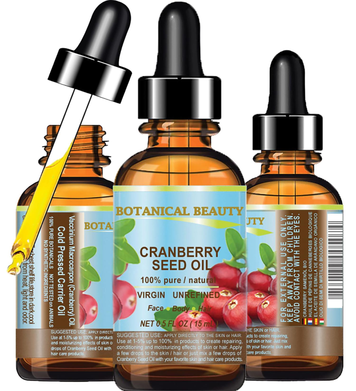 100% Pure Cranberry Seed Oil - Unrefined Virgin Cold Pressed Carrier Oil for Face Skin Hair & Nails | Anti-Aging | Botanical Beauty - 0.5 fl. oz (15 ml - Buy Online on SooperMarket.com