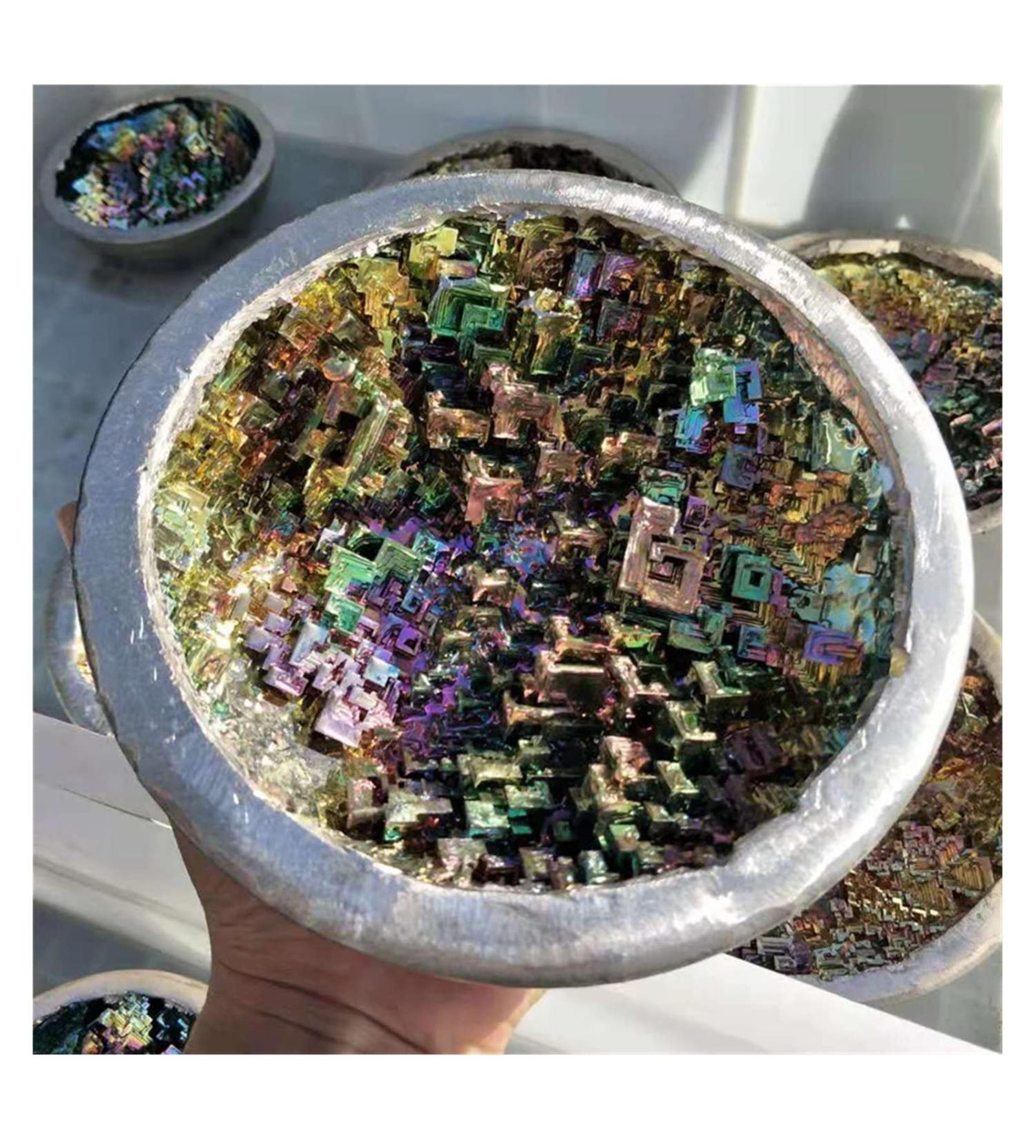 Natural Sphere Natural Rare Metal Bismuth Ore Aura Crystals Rough Stone Bowl 90-100mm 1pc for Decoration Gift Decoration feng Shui. - Buy Online on SooperMarket.com