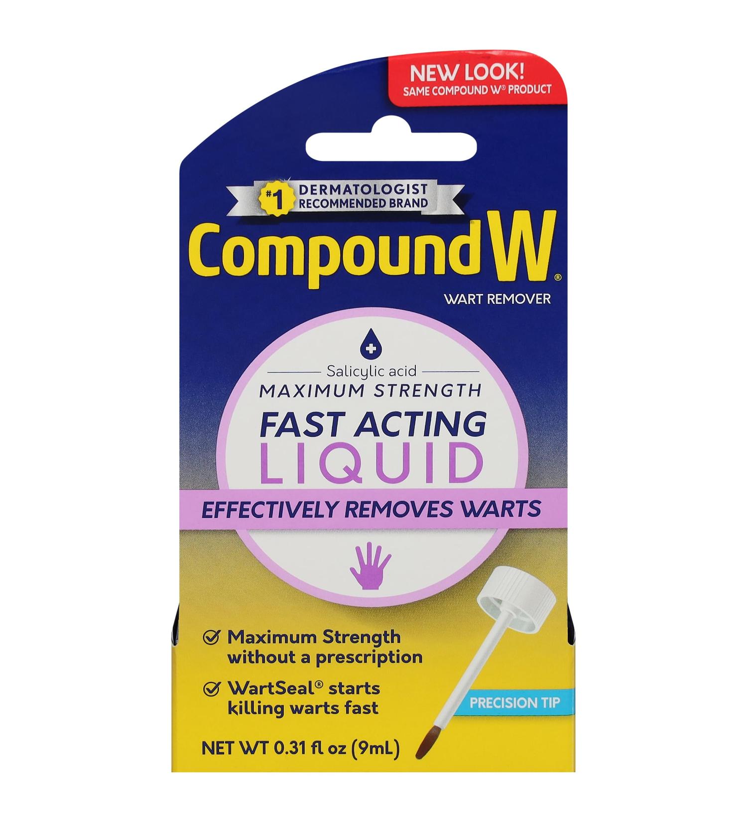 Compound W Wart Remover Maximum Strength Liquid Salicylic Acid 10ml For Treatment & Common/Plantar Wart Removal - Buy Online on SooperMarket.com