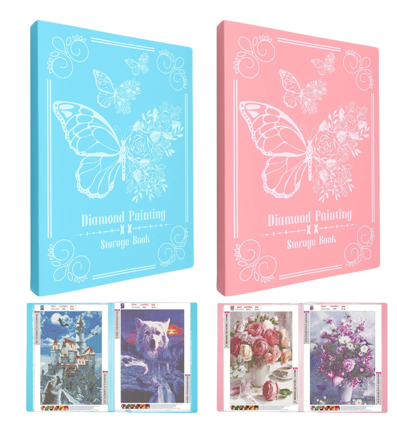 ZYNERY 2 Pack A3 Diamond Painting Storage Book | 60 Pages Art Portfolio for 12x16 inch Diamond Painting | Large Art Folder in Pink and Blue - Buy Online on SooperMarket.com