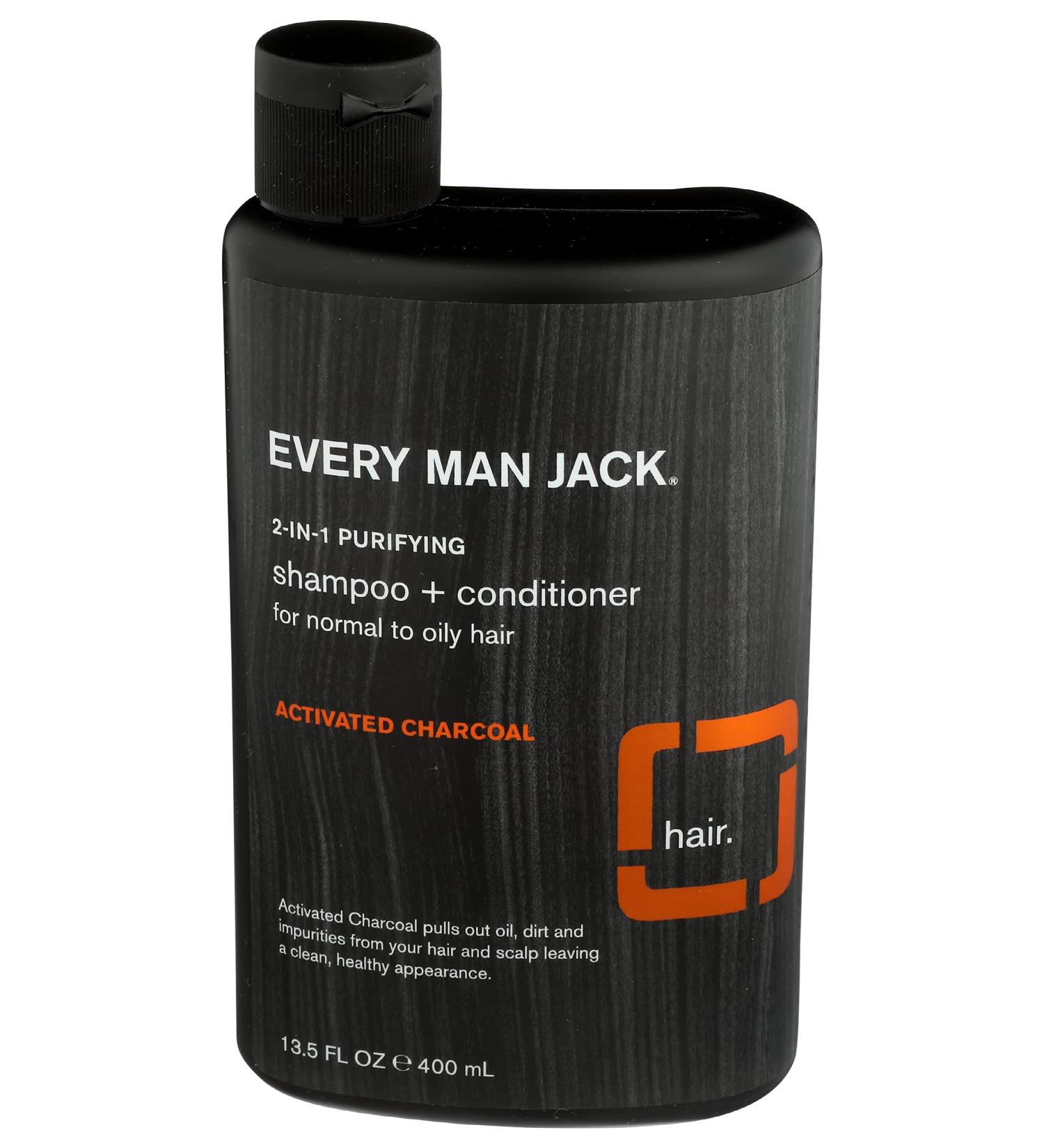 Every Man Jack 2-in-1 Shampoo & Conditioner with Activated Charcoal - 13.5 Fl Oz - Buy Online on SooperMarket.com
