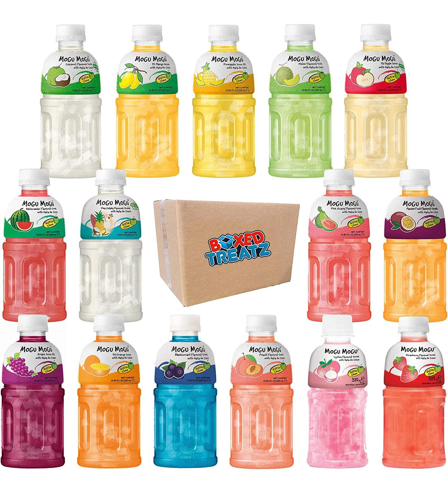 Mogu Mogu Flavored Drinks 12 Pack With 6 Assorted Flavours 320ml - Nata De Coco Juice - Jelly Texture - Refreshing Taste - Fun Drinking During Hot Summers Or Take Them On Trip & Picnics Boxed Treatz - Buy Online on SooperMarket.com