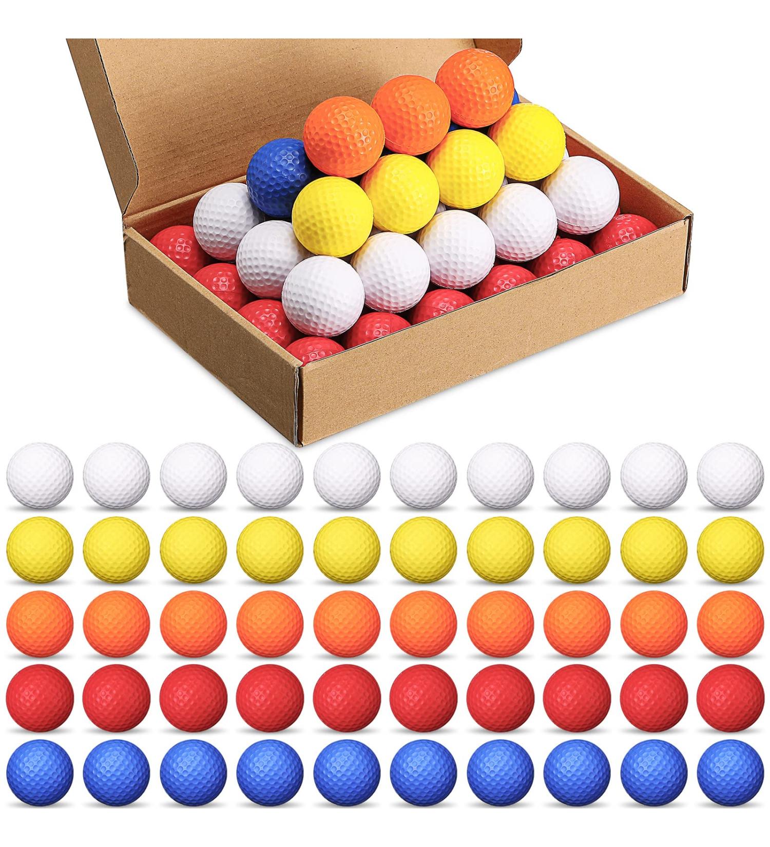 120 Pack Foam Golf Practice Balls - Realistic Feel, Limited Flight Training Balls for Indoor/Outdoor Use - Multi Colored Soft Balls for Golf Parties - Buy Online on SooperMarket.com