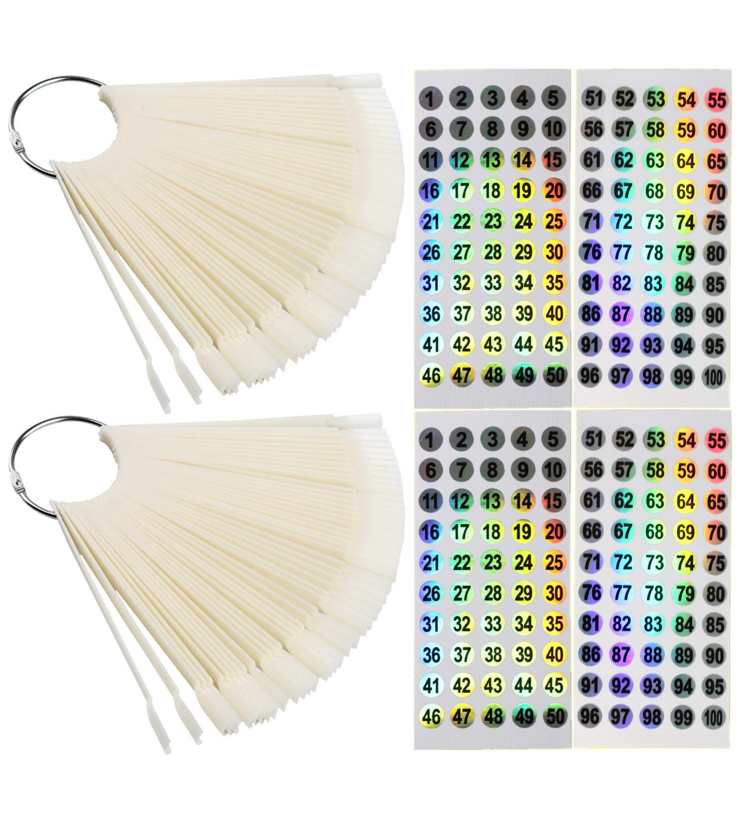 WOIRO 100 Pieces Nail Display with Ring & Number Stickers | Almond Exercise Tips for Nail Color & Art | Sample Tips for Showcasing Nail Designs (1 Pack) - Buy Online on SooperMarket.com