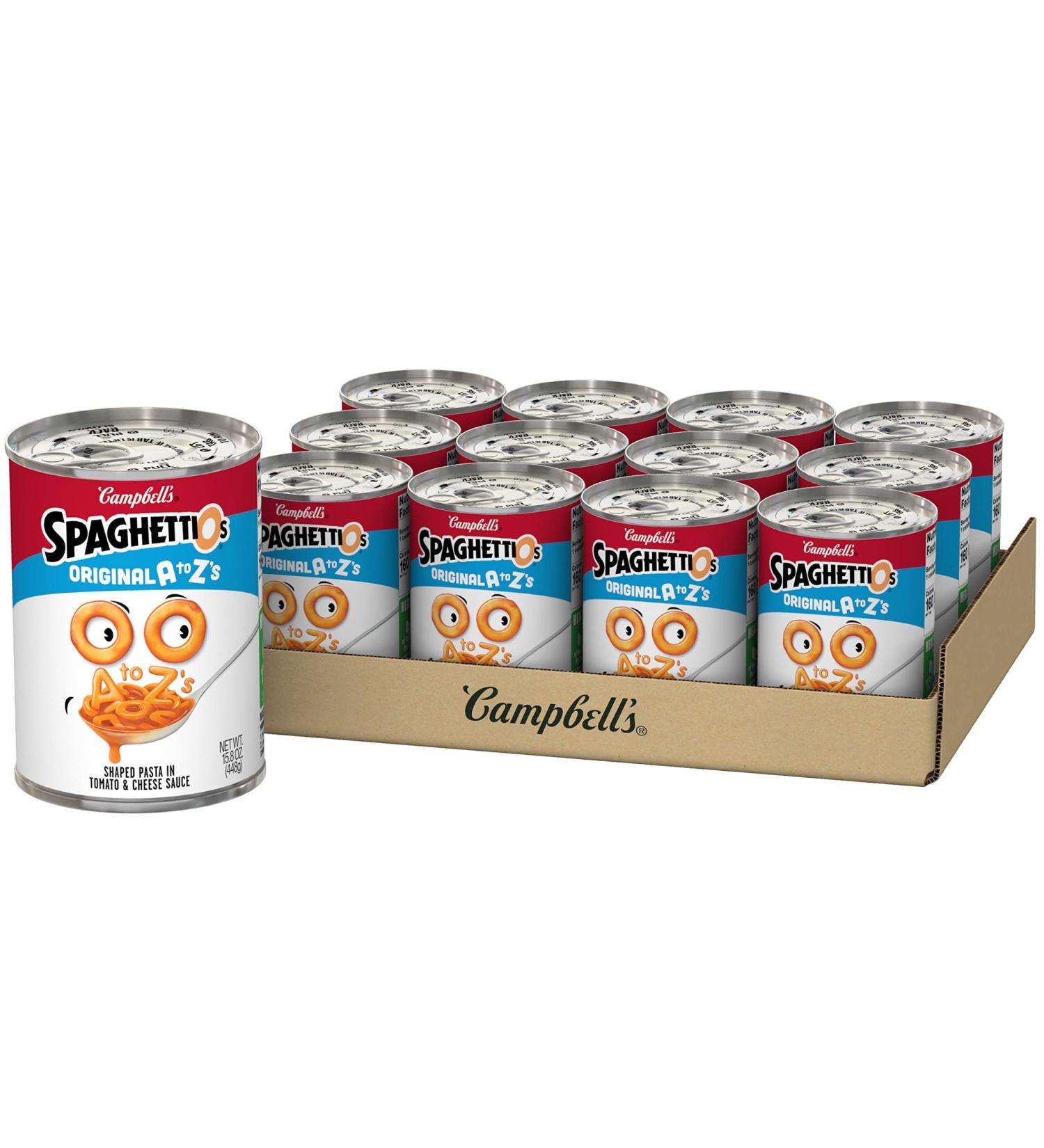 SpaghettiOs Original A to Z's Canned Pasta 15.8 OZ Healthy Snack for Kids & Adults - Pack of 12 - Buy Online on SooperMarket.com