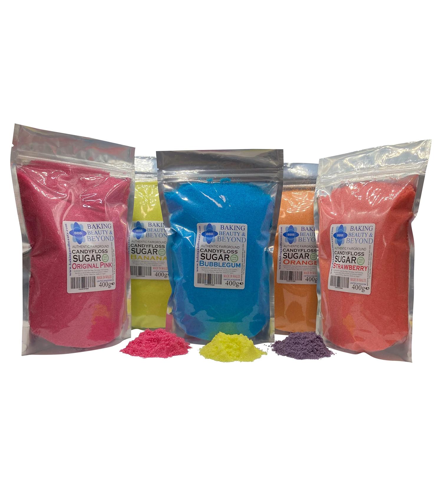 Baking Beauty and Beyond Passion Fruit Flavour Premium Floss Sugar - 400g Bulk Cotton Candy Flossing Sugar with Natural Ingredients - Buy Online on SooperMarket.com