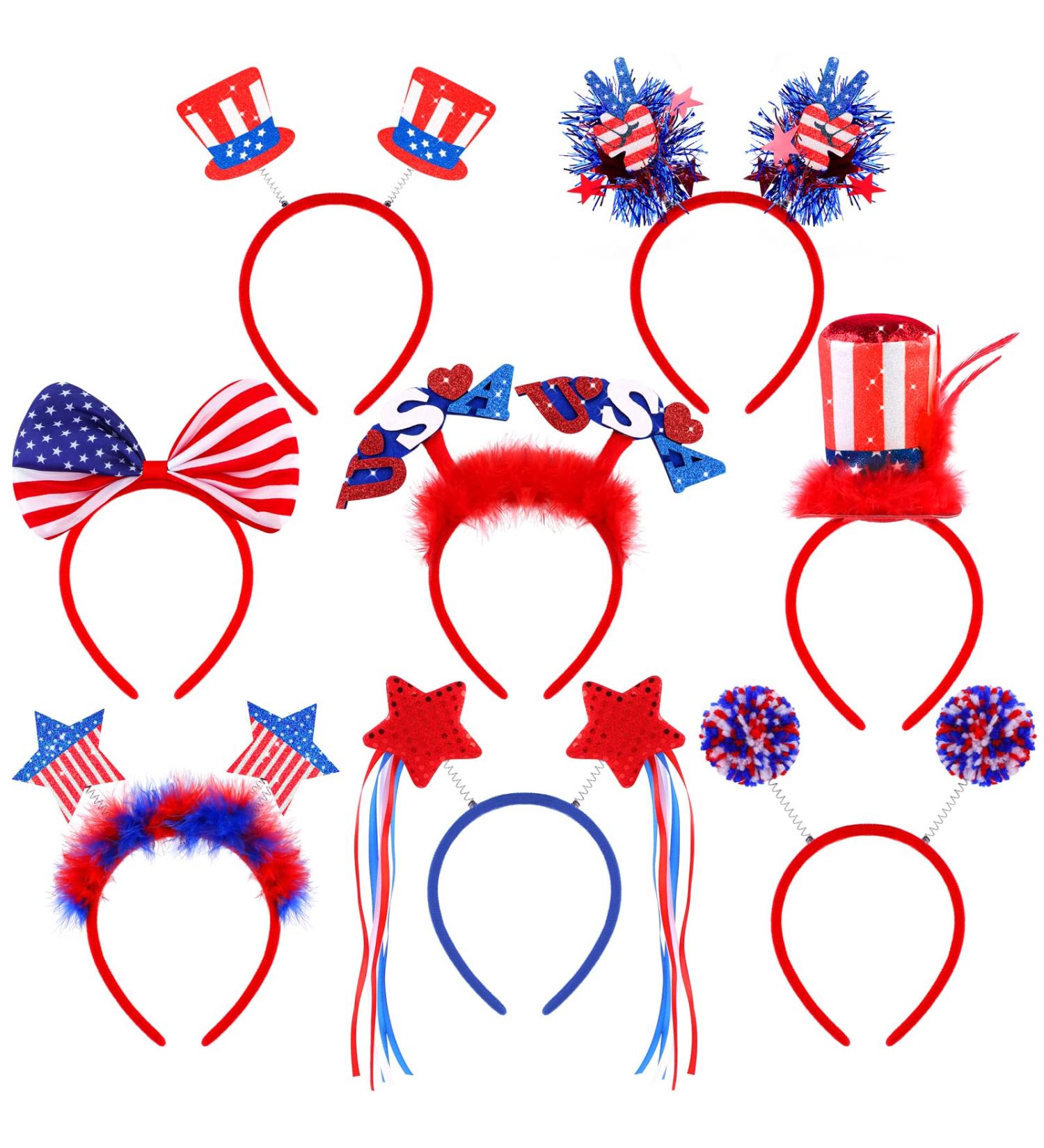 Fovths 8pc Patriotic Head Bopper Set | 4th of July & Veterans Day Headbands - Buy Online on SooperMarket.com