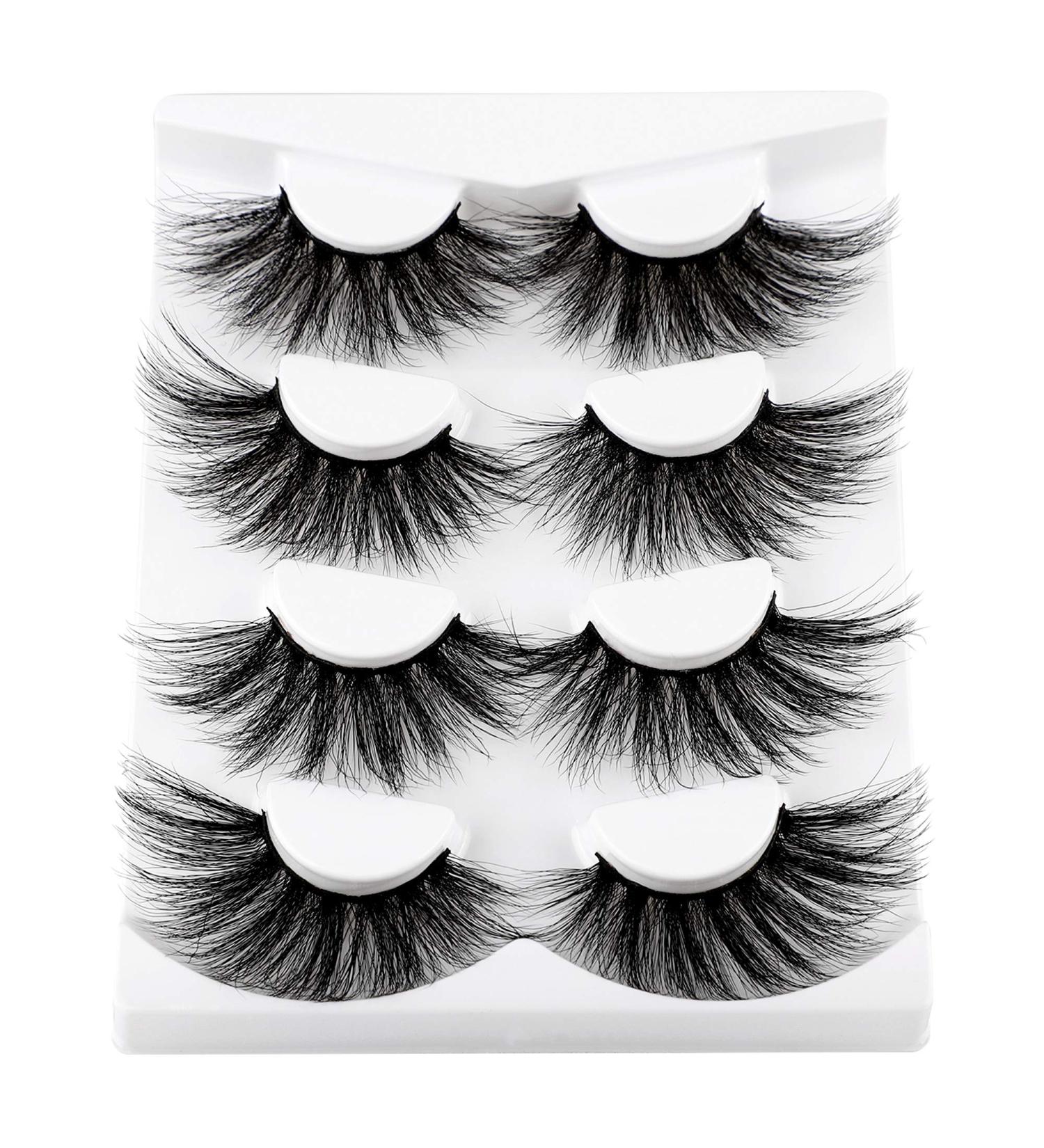 25MM Faux Mink False Eyelashes - Dramatic, Thick, & Fluffy - 4 Pairs of Multi-Volume Wispies - Buy Online on SooperMarket.com