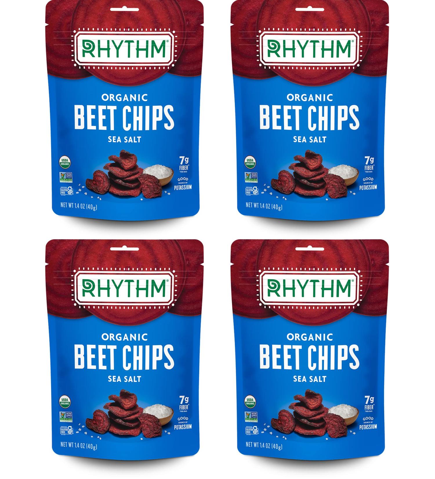 Rhythm Superfoods Organic Salted Beet Chips | 1.4 Oz (Pack of 4) | Vegan/Gluten-Free Snacks - Buy Online on SooperMarket.com