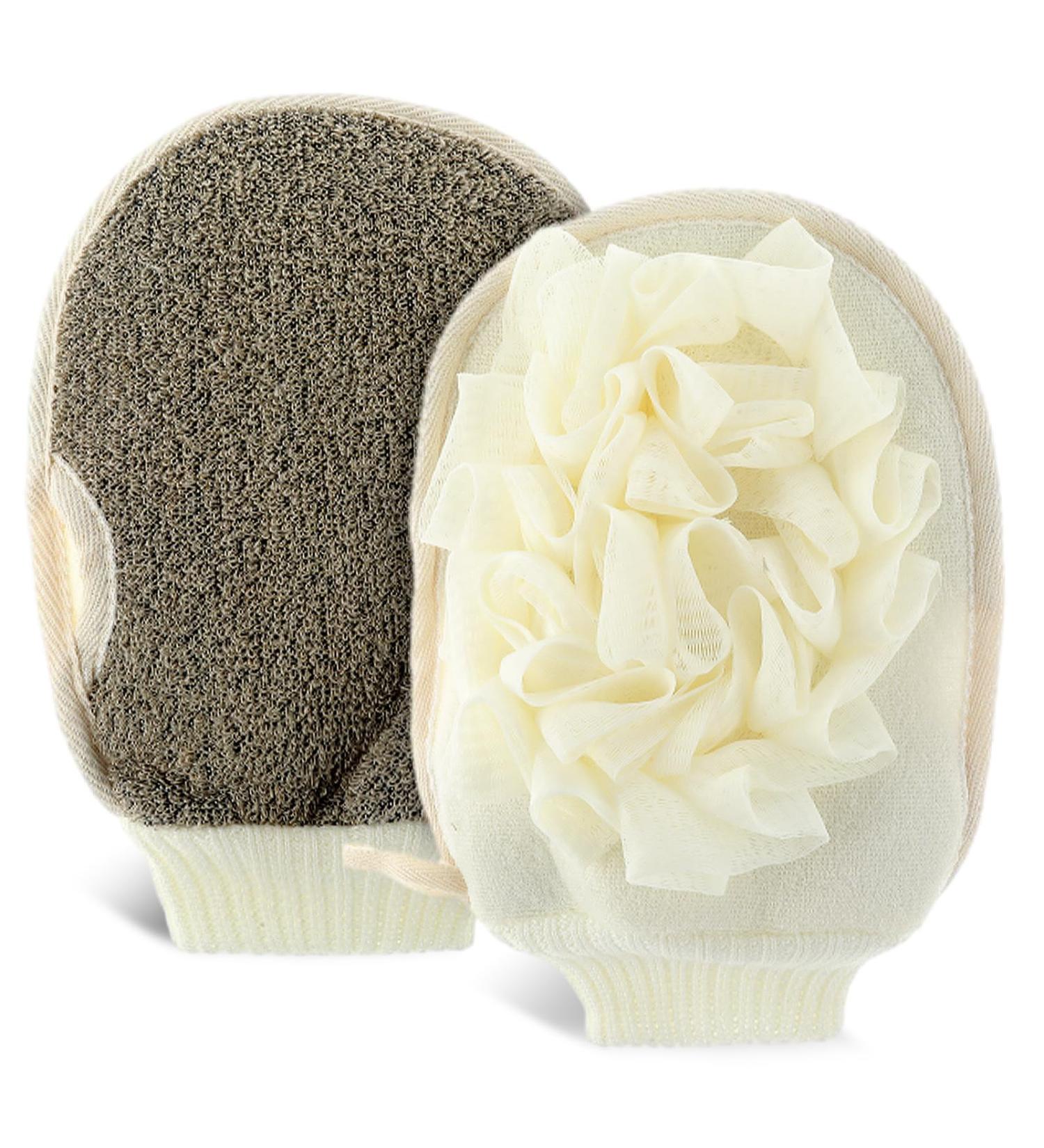 Double-Sided Bath Peeling Glove | Shower Scrubber & Luffa Sponge for Dead Skin Removal | Soft & Effective Exfoliation - Buy Online on SooperMarket.com