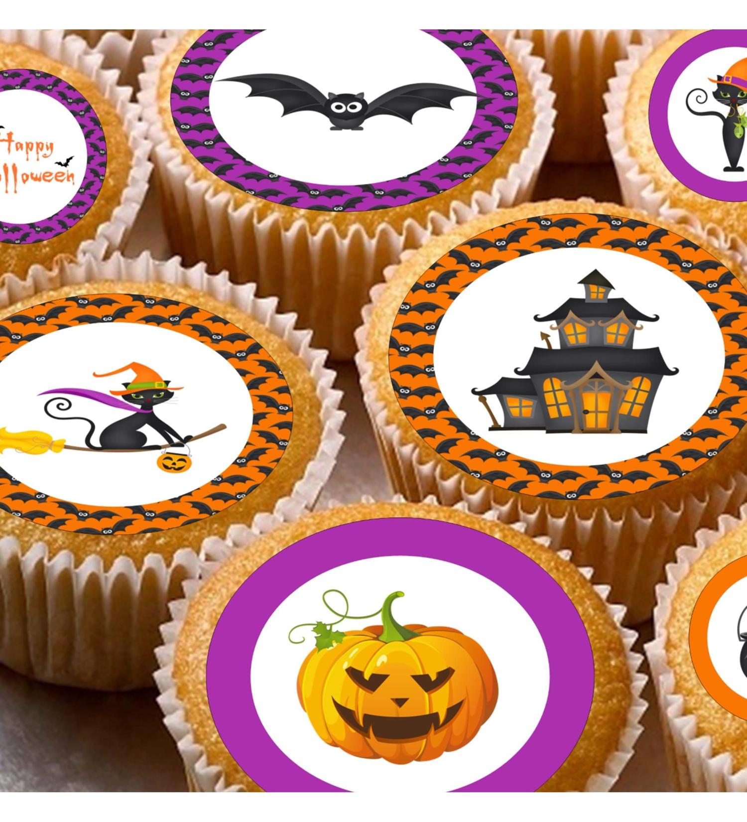 cakes 24 edible PRE CUT Halloween (framed) style kids childrens party decorations Wafer Paper Cupcake Fairy Cake Toppers Multi - Buy Online on SooperMarket.com