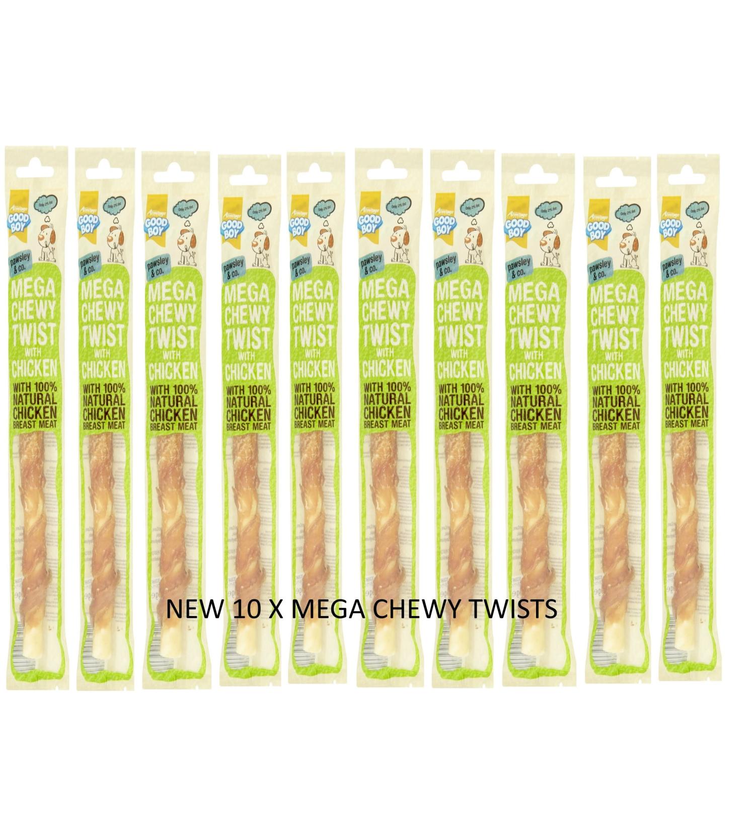 10 PACK GOODBOY PAWSLEY & CO MEGA CHEWY TWISTS WITH CHICKEN