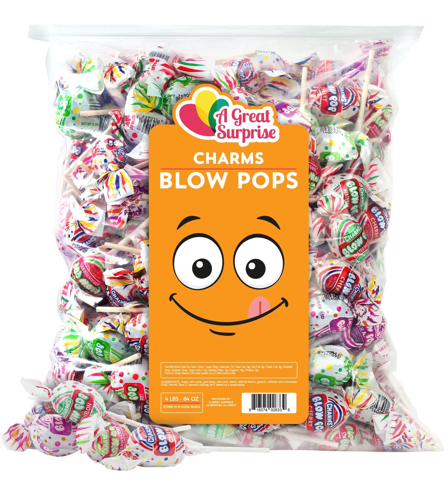 Charms Blow Pops - Assorted Flavors - 4 LB Bag - Bulk Candy - Buy Online on SooperMarket.com