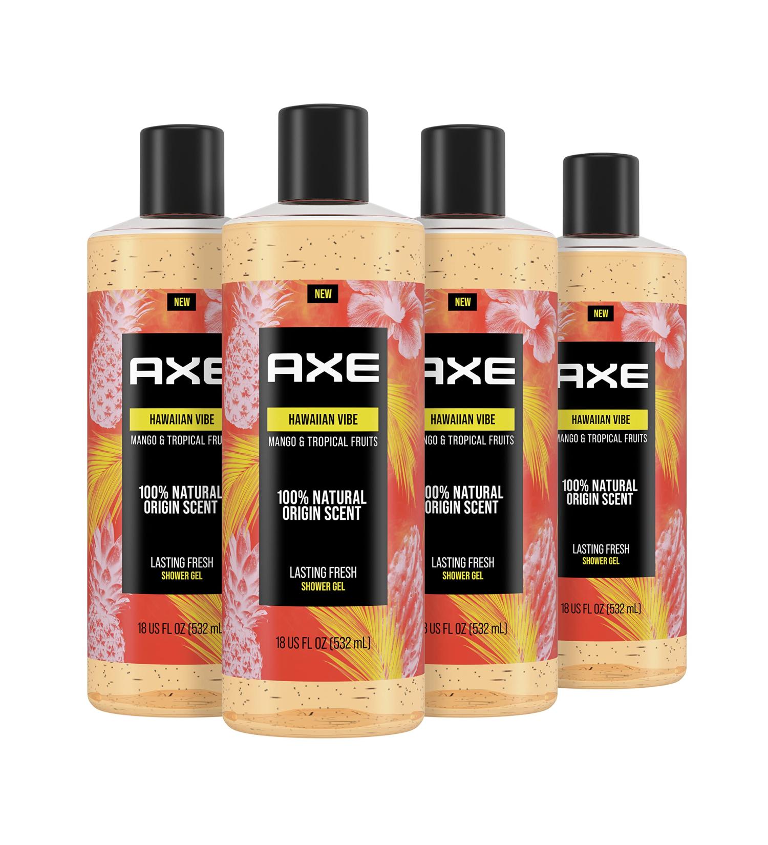 AXE Hawaiian Vibe Body Wash for Men | 100% Natural Scent, Plant Based | 18 oz, 4 Pack - Buy Online on SooperMarket.com