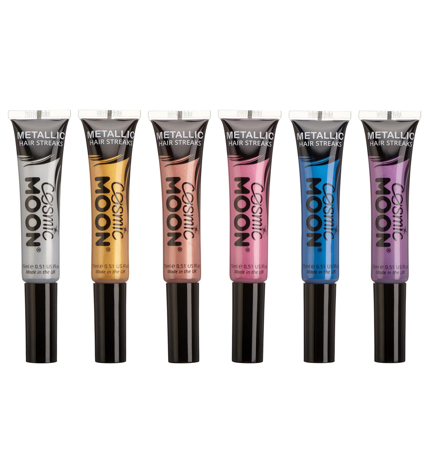 Metallic Hair Color Streaks - Cosmic Moon 0.50fl oz Set of 6 | Temporary Wash Out Hair Dye for Vibrant Highlights - Buy Online on SooperMarket.com