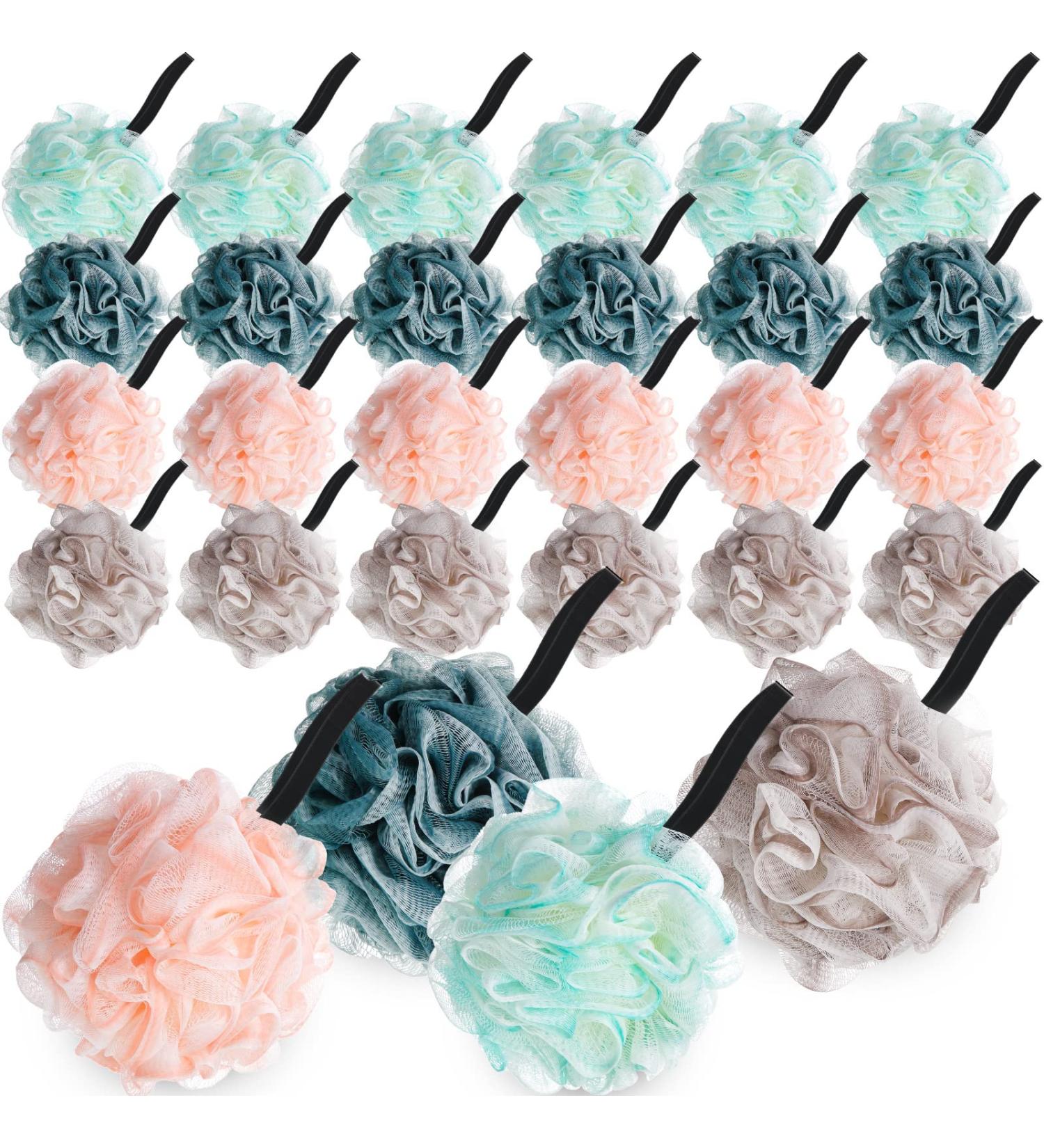 24 Pcs Soft Net Body Scrubber Sponge Balls - Bath Shower Loofahs Bulk for Kids, Men, and Women - Buy Online on SooperMarket.com