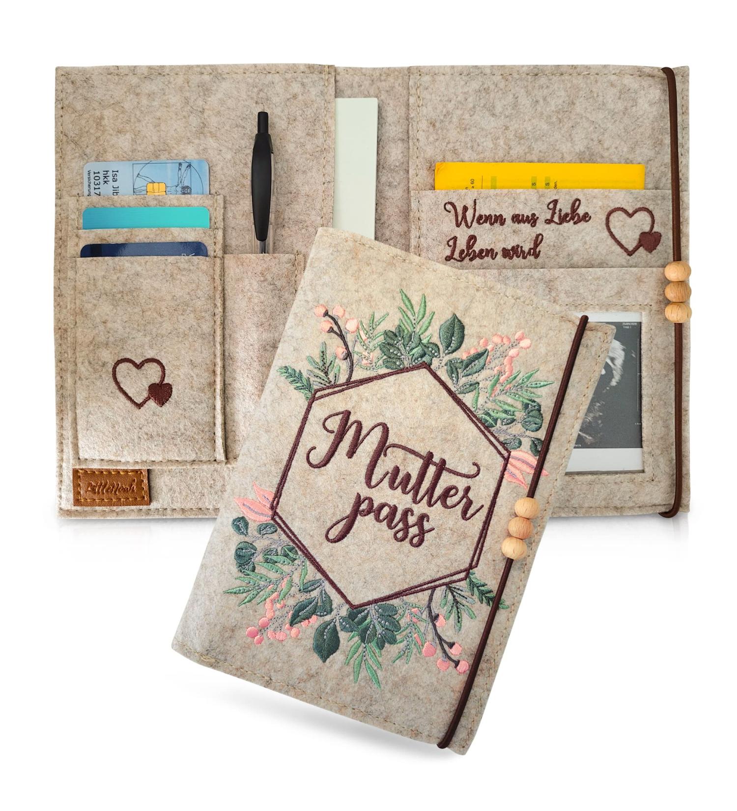 LittleOah Premium Beige Mutterpass Cover | Felt Fabric Pregnancy Organizer | Perfect Gift for Pregnant Women | Mamapass Ultrasound Protective Cover & Document Bag - Buy Online on SooperMarket.com