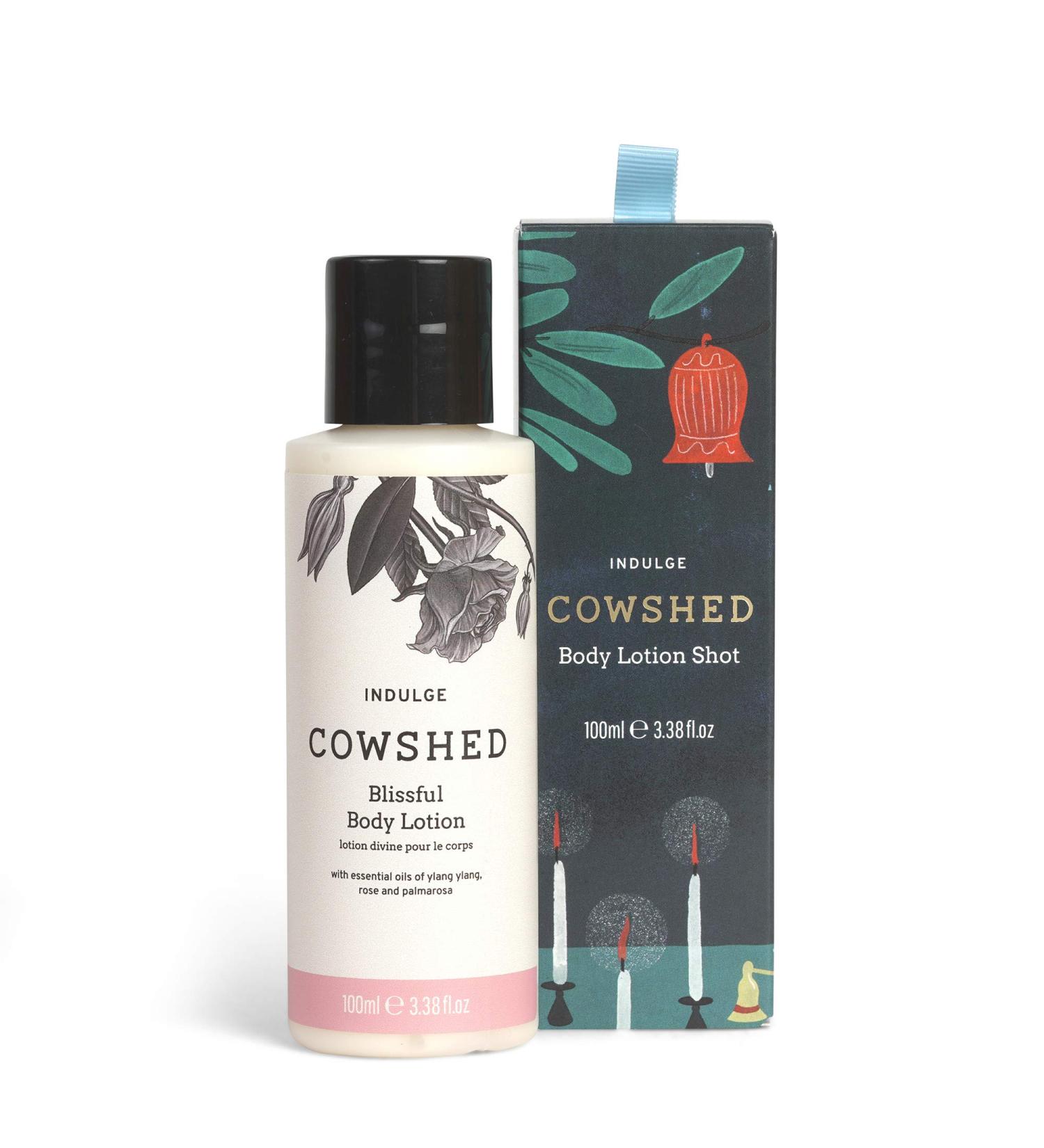 Cowshed Christmas Indulge Body Lotion Shot - Ylang Ylang Rose & Palmarosa Essential Oils | 100ml Tree Decoration - Buy Online on SooperMarket.com