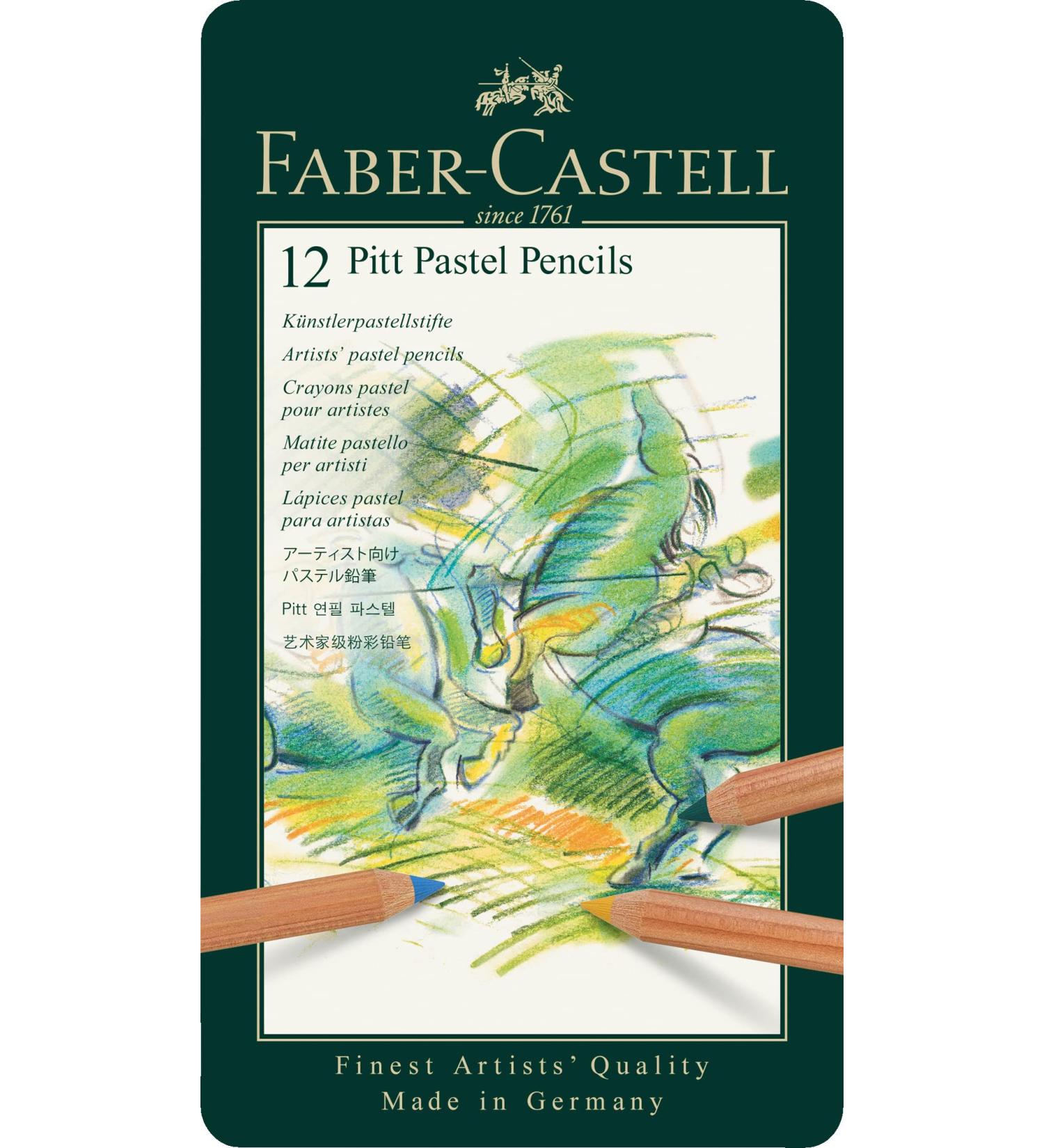 Faber-Castel Pitt Pastel Pencils - 12 Pack Assorted Colors in Metal Tin - Buy Online on SooperMarket.com