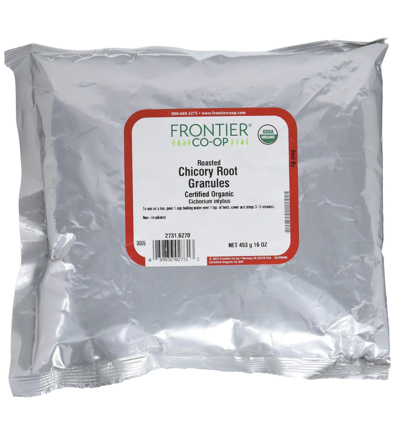 Frontier Organic Roasted Chicory Root Granules - 16 oz (453g) | Certified Natural Coffee Alternative - Buy Online on SooperMarket.com