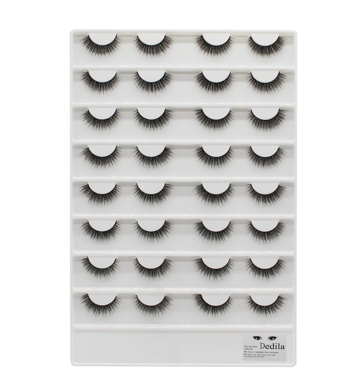 Dedila Short Natural 3D Mink False Eyelashes - 16 Pairs| Double Layer Fluffy Volume Makeup| Lightweight & Reusable Extensions - X02 - Buy Online on SooperMarket.com