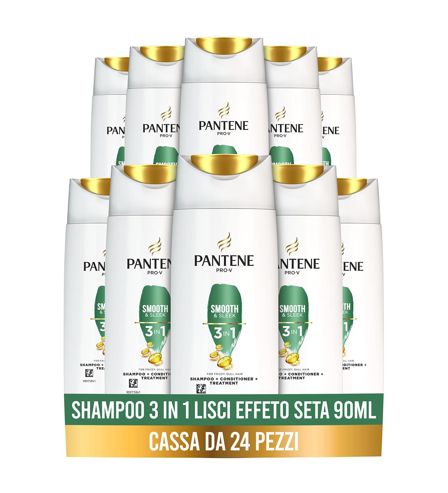 Buy Pantene Pro-V Smooth Silk Effect 3-in-1 Shampoo + Conditioner + Treatment - Frizz Control 24 x 90 ml | International Shipping - Buy Online on SooperMarket.com