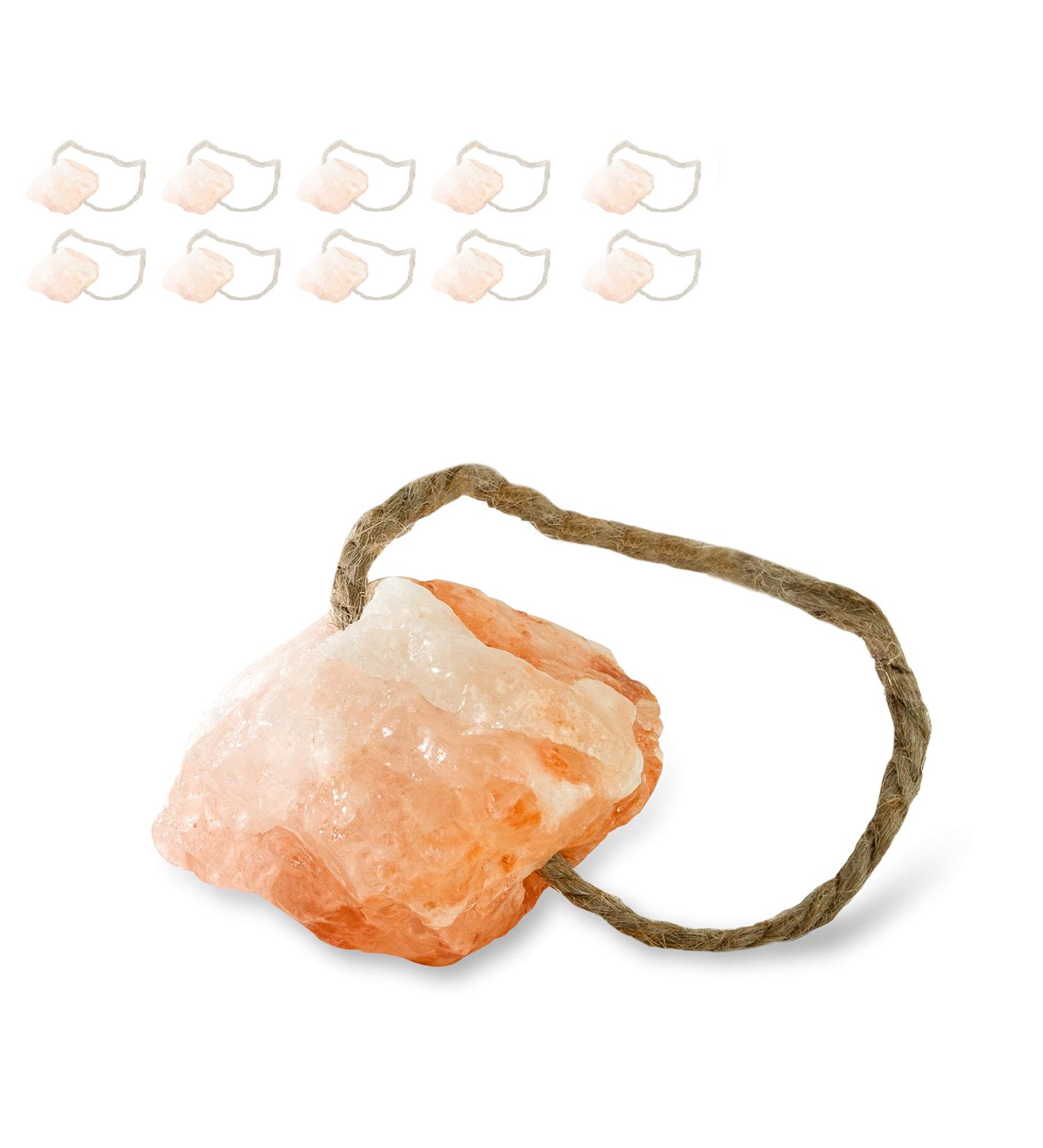 Set of 10 Himalayan Salt Lick Stones with Cord - 1 kg for Rabbits, Cats, Horses, Sheep - Premium Mineral Lick for Animals - Buy Online on SooperMarket.com
