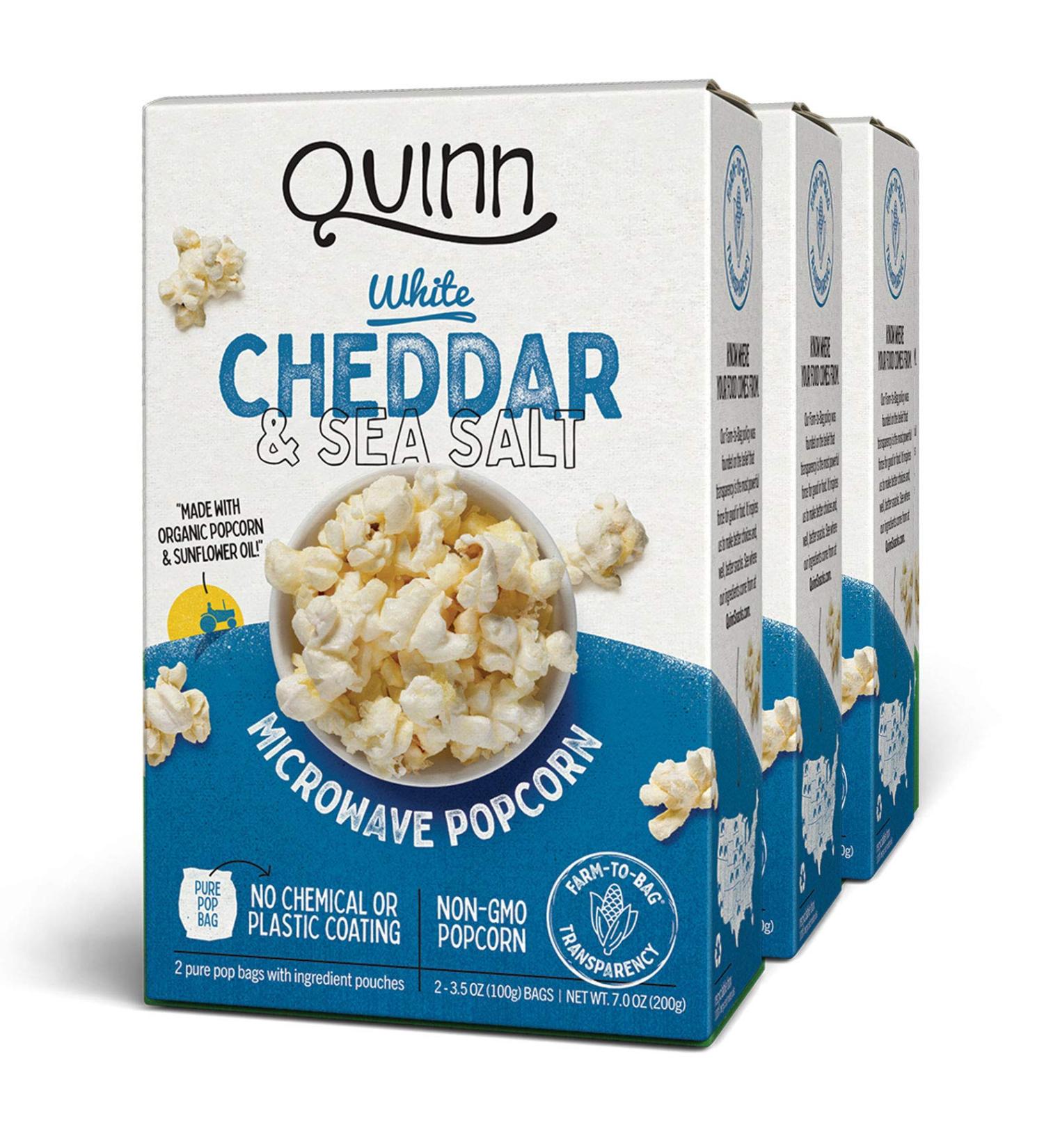 Quinn Snacks Organic Non-GMO White Cheddar Microwave Popcorn - 7 oz (Pack of 3) - Buy Online on SooperMarket.com