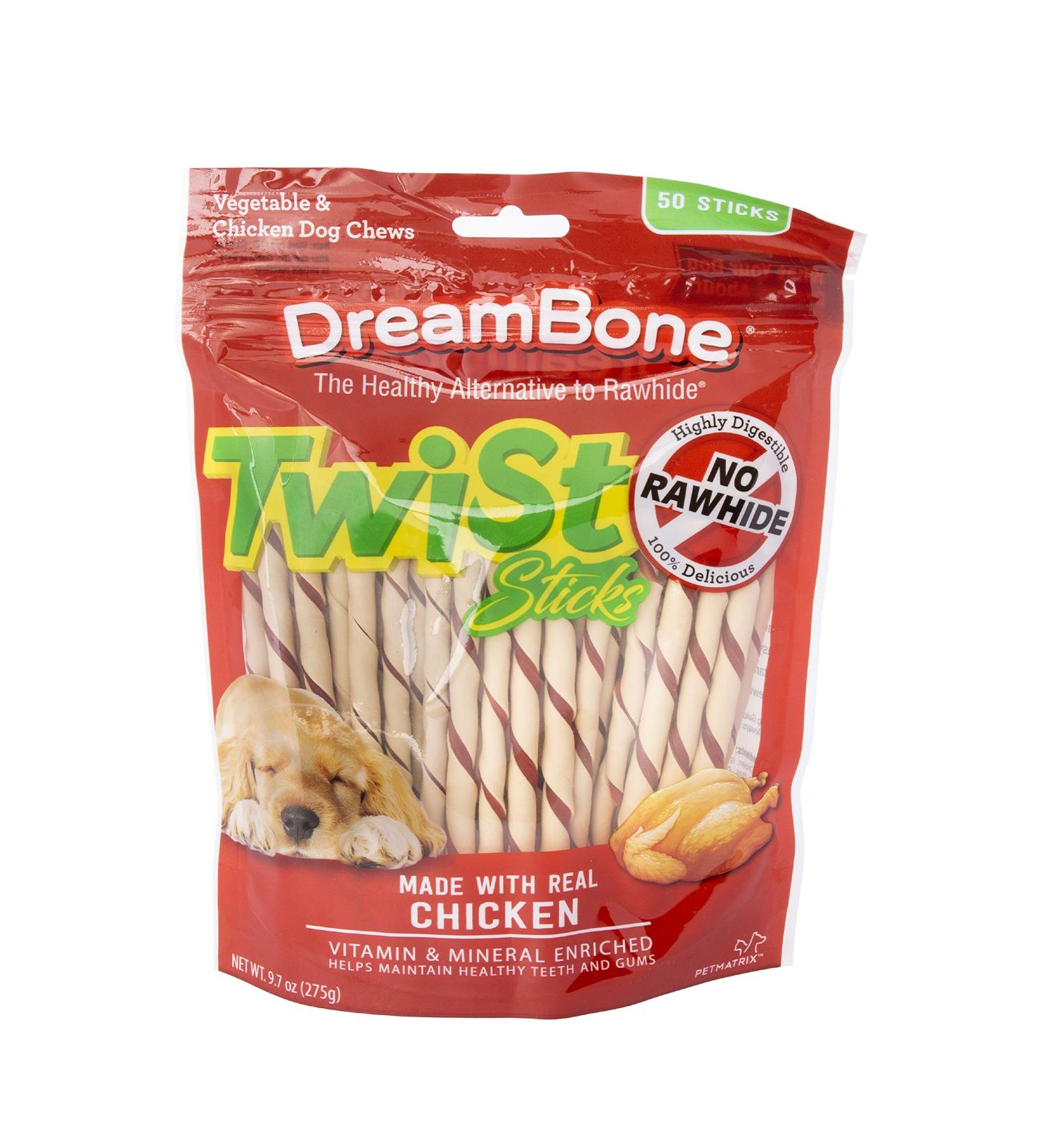 Dreambone Twist Sticks | Rawhide-Free Chews for Dogs | Real Chicken | 50-Count - Buy Online on SooperMarket.com