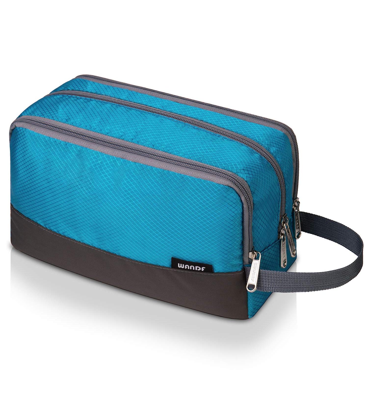WANDF Toiletry Bag Water-Resistant Nylon Travel Wash Bag Lightweight Dopp Kit for Men and Women (A-Sky Blue) - Buy Online on SooperMarket.com