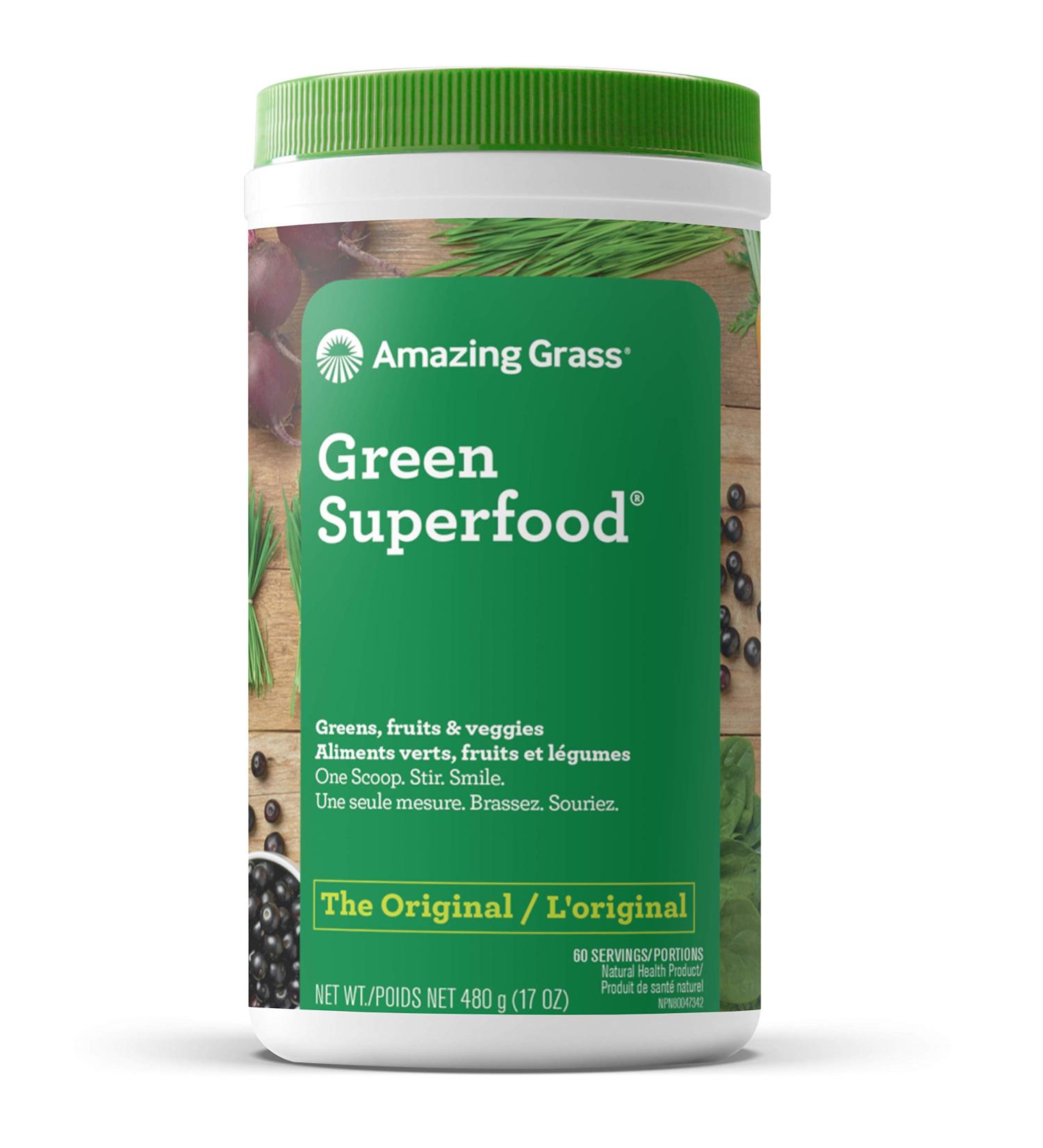 Amazing Grass Green Superfood Organic Powder with Wheat Grass and Greens Flavor: Original 60 Servings 17 Ounces 480 g (Pack of 1) - Buy Online on SooperMarket.com