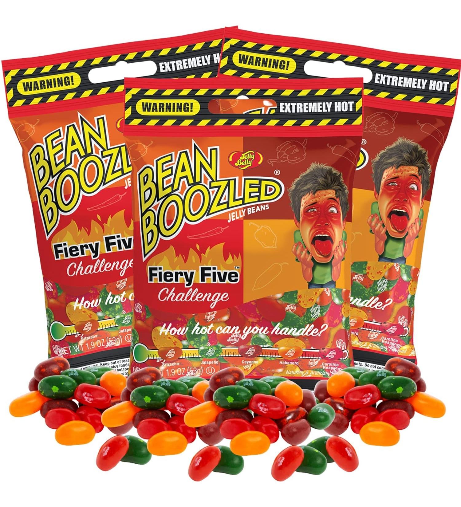 Jelly Belly Fiery Five Bean Boozled Jelly Beans 3-Pack 54g - Holidays & Christmas Candy - Vegan Candy Dairy Free Snacks Gluten Free Kosher Candy Bulk Candy Stocking Stuffers for Teens - Buy Online on SooperMarket.com