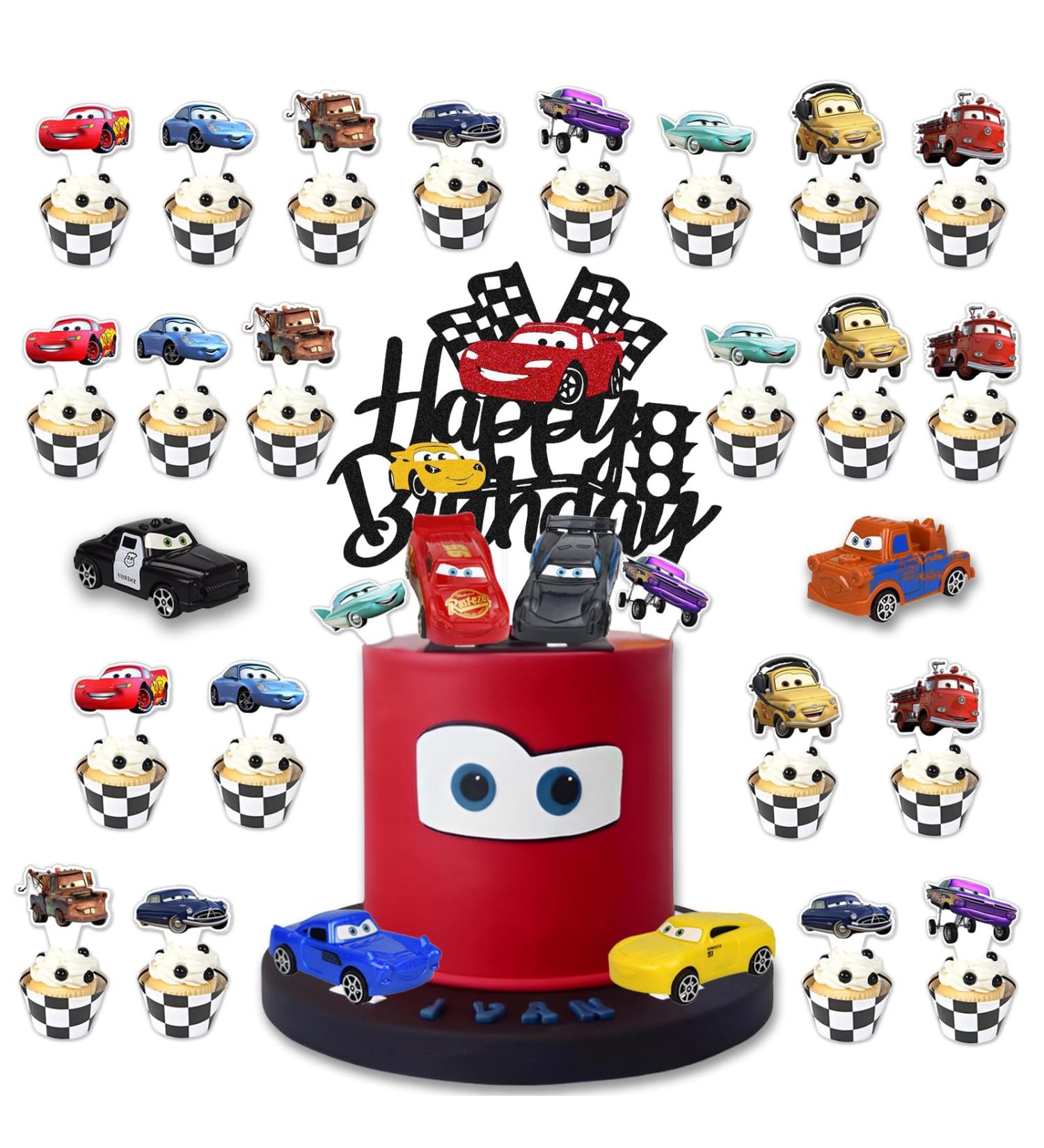 31-Piece Cars Cake Decoration Set | 25 Auto Cake Toppers & 6 Car Toys | Perfect for Kids' Birthday Parties - Buy Online on SooperMarket.com