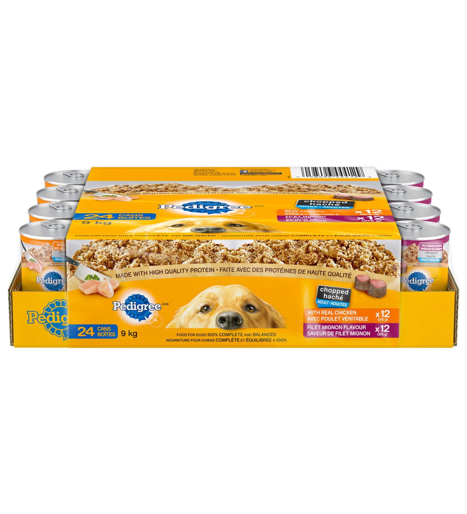 PEDIGREE CHOPPED Adult Wet Dog Food Ground Dinner Chicken and Filet Mignon 375g Can (24 Pack) Chicken & Filet Mignon 375 g (Pack of 24) - Buy Online on SooperMarket.com