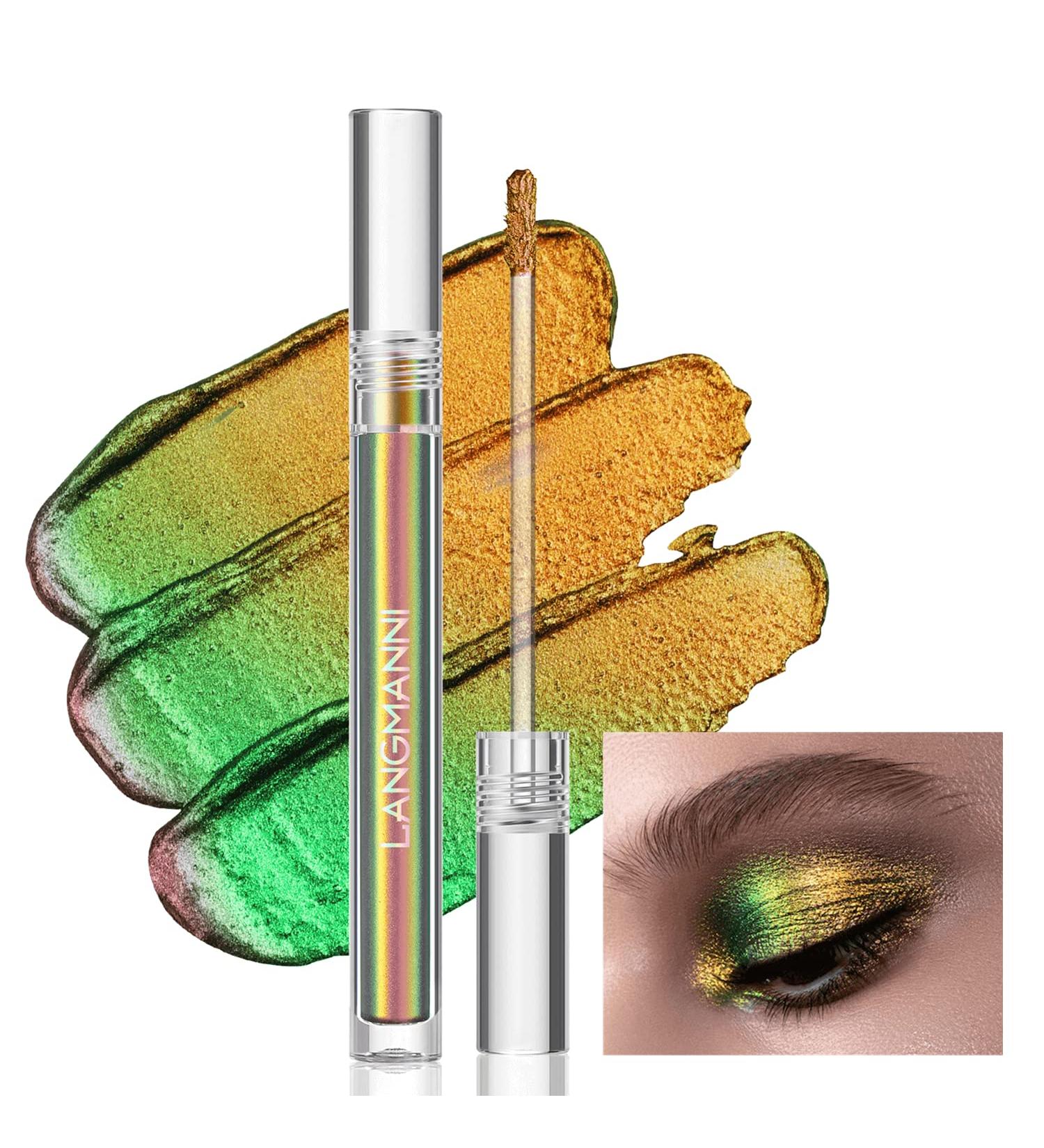 Multichrome Liquid Eyeshadow - Chameleon Metallic Green Gold Color Shifting - High Pigmented & Waterproof Glitter Eye Shadow (EMBER) - Buy Online on SooperMarket.com