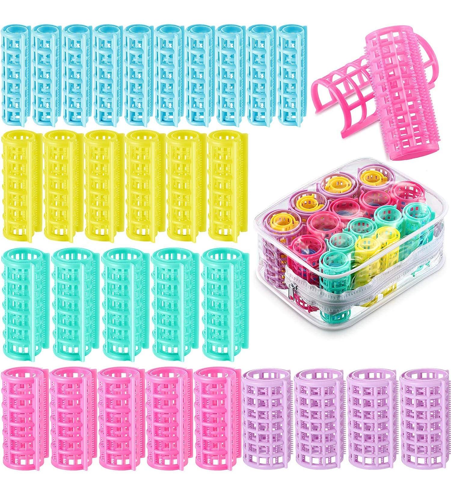 30-Piece Self-Grip Plastic Hair Rollers Set - DIY Hair Curlers for Hairdressing, Salon & Barber Use (5 Sizes) - Buy Online on SooperMarket.com