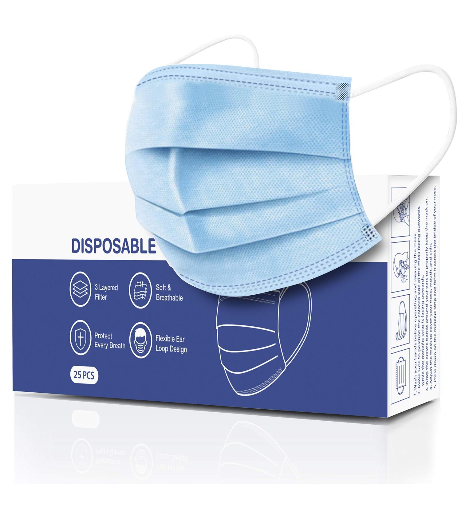 25 Pack CandyCare Disposable Face Masks - 3-Layer Dust Particle Protection with Earloop - 25 Count - Buy Online on SooperMarket.com