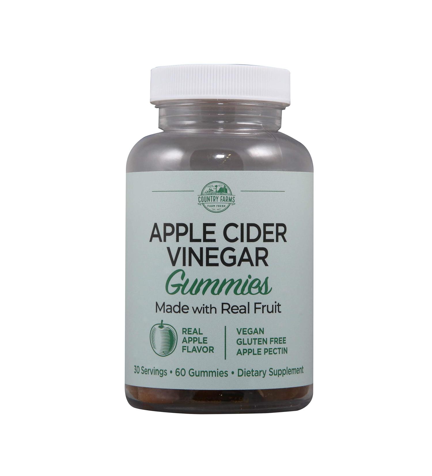 Country Farms Apple Cider Vinegar Gummies - Reduce Bloat & Water Weight, Digestive Support, 60 Count - Buy Online on SooperMarket.com