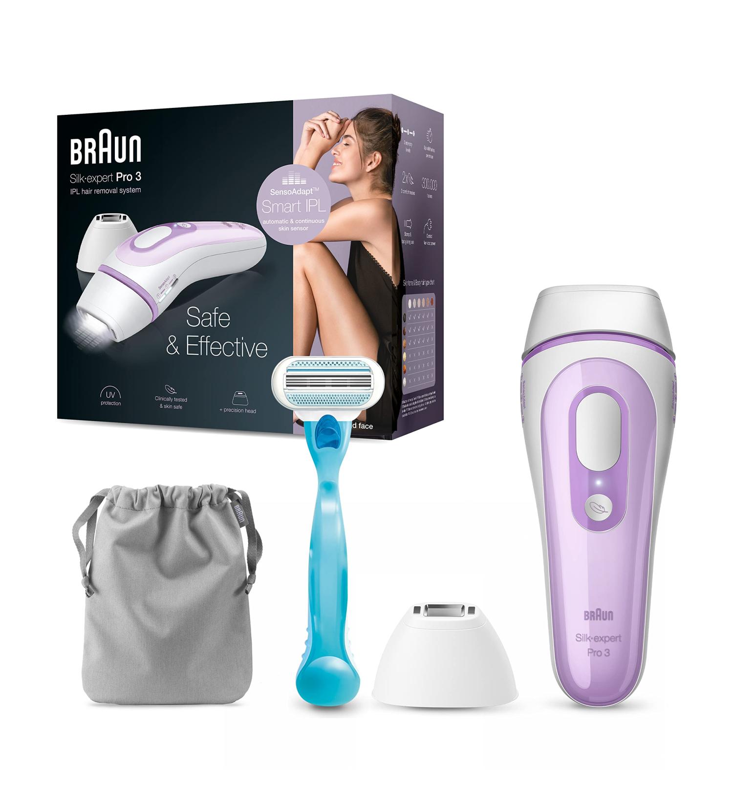 Braun IPL Hair Removal Pro 3 PL3111 for Women and Men with Venus Razor - Long-lasting Body & Face Hair Removal System - Corded - Buy Online on SooperMarket.com