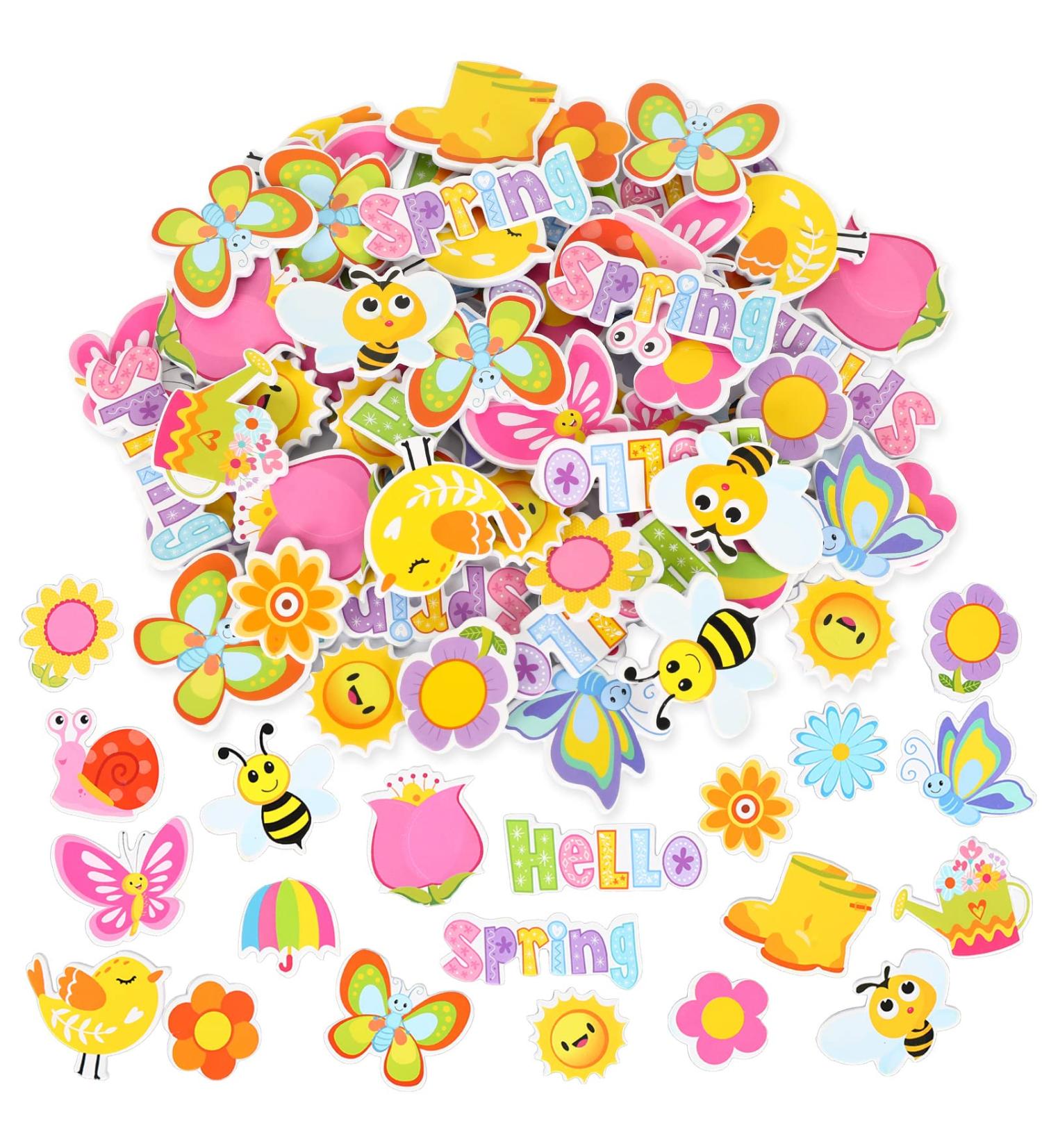 Whaline 360Pcs Spring Foam Stickers - Assorted Designs | Self Adhesive Decorative Decals for Greeting Cards, Scrapbooking, Wall Decor - Hello Spring Collection - Buy Online on SooperMarket.com
