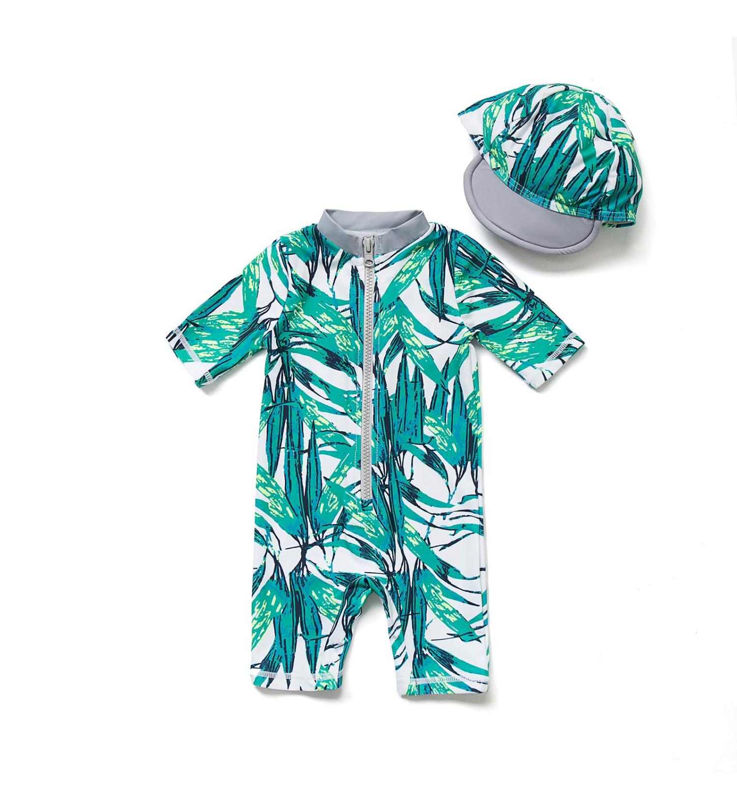 BONVERANO Baby Boys Swimsuit | Short-Sleeve One Piece Swimwear UPF 50+ Sun Protection | 18-24 Months Bamboo - Buy Online on SooperMarket.com